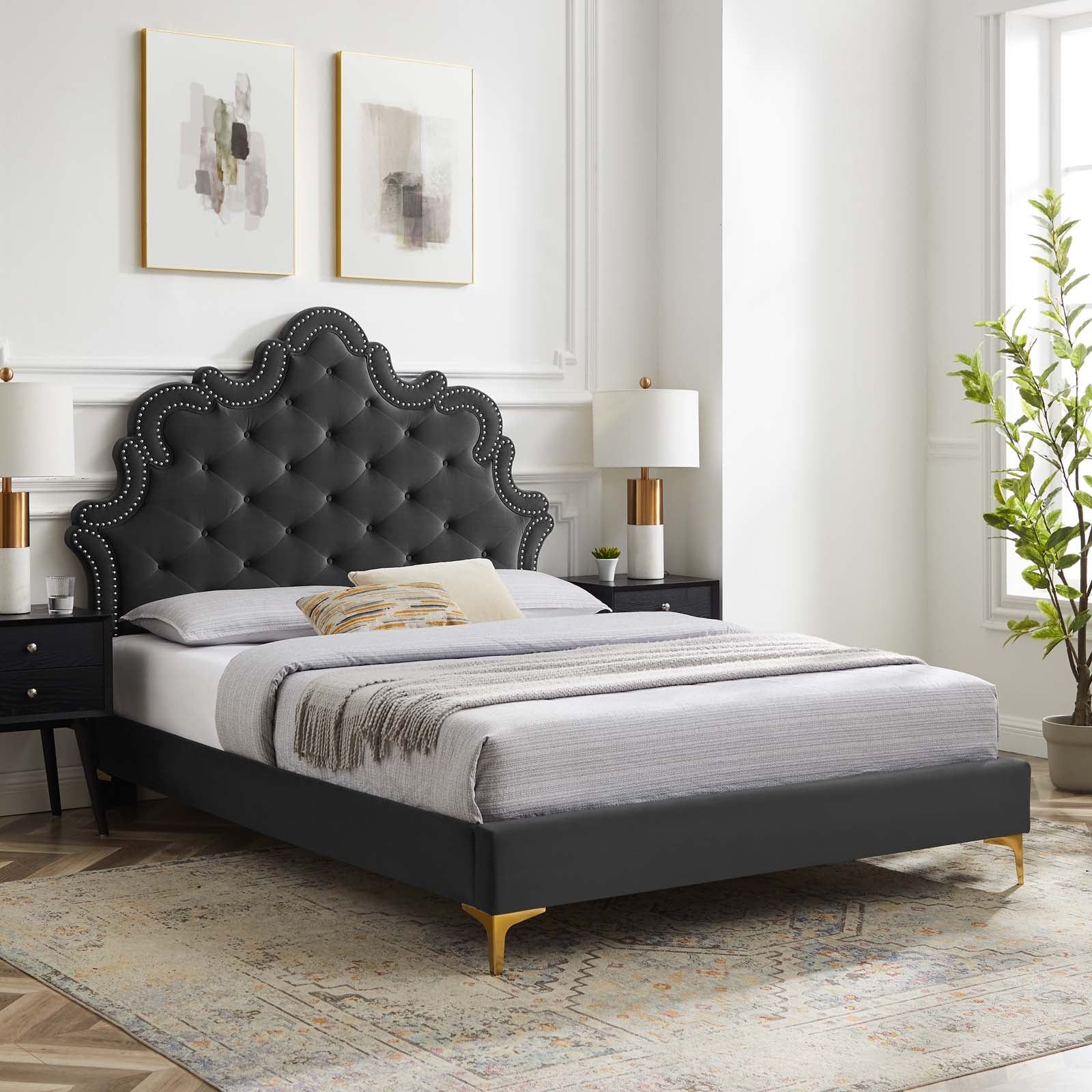 Sasha Button-Tufted Performance Velvet King Bed By Modway - MOD-6832