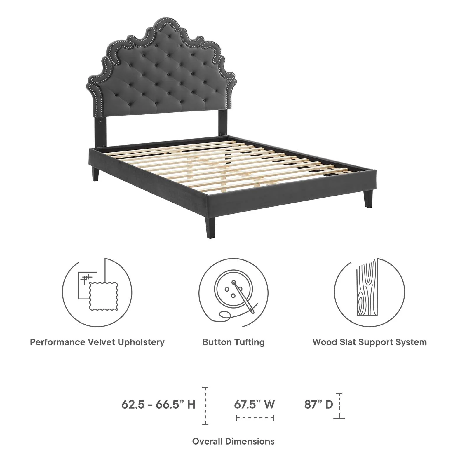Sasha Button-Tufted Performance Velvet Queen Bed By Modway - MOD-6827 - Image 10