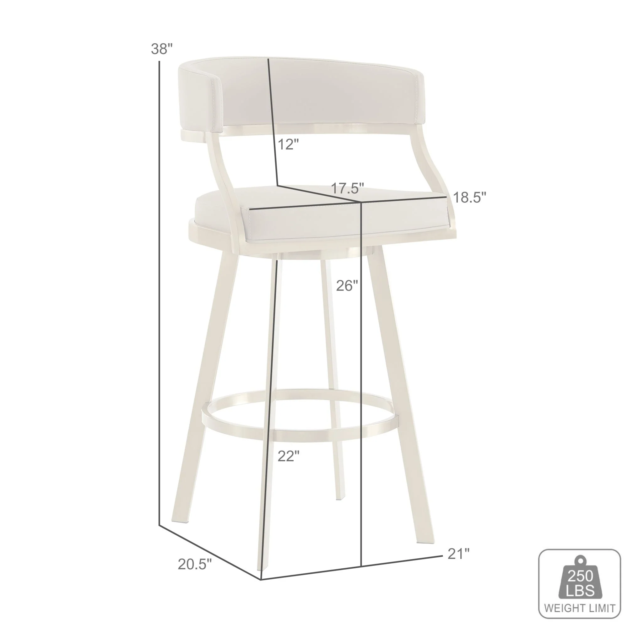 Saturn 26" Swivel Counter Stool with Gold Brushed Stainless Steel and Black Faux Leather By Armen Living - Image 9