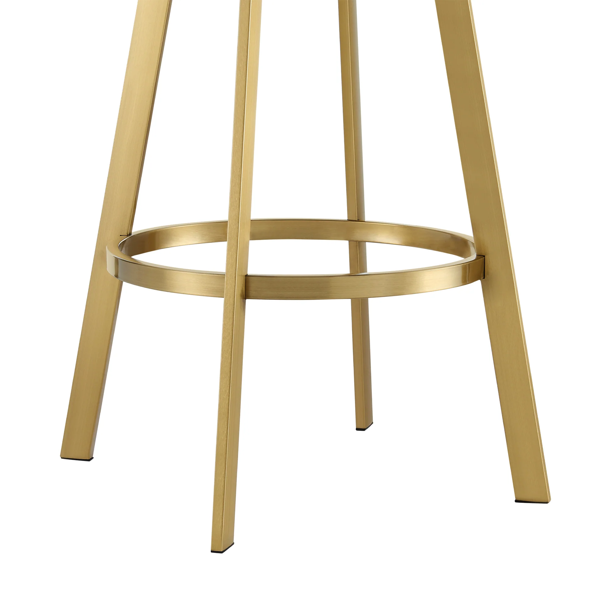Saturn 26" Swivel Counter Stool with Gold Brushed Stainless Steel and White Faux Leather By Armen Living - Image 8