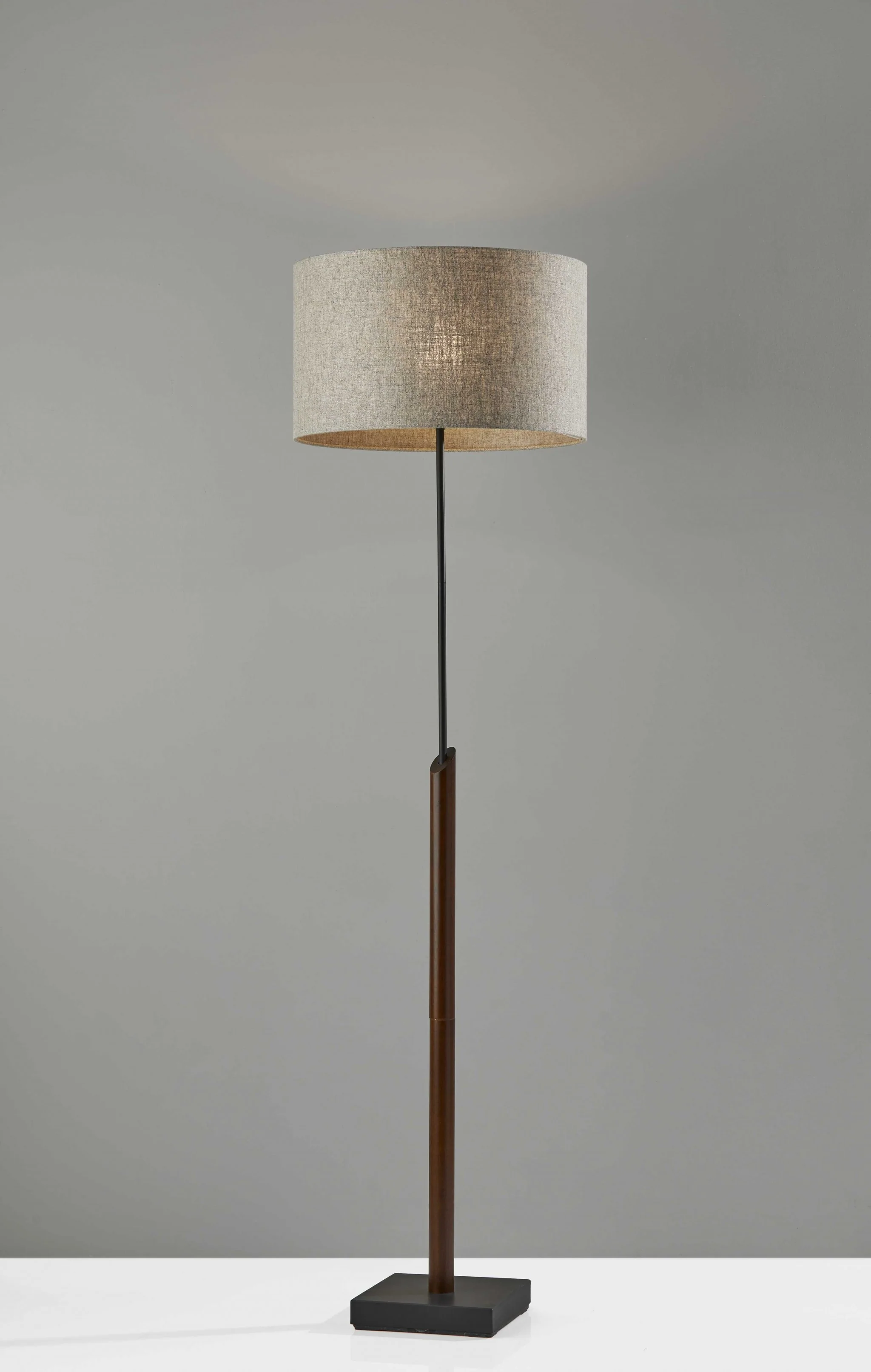 Sculptural Wood Floor Lamp with Black Metal Accents By Homeroots