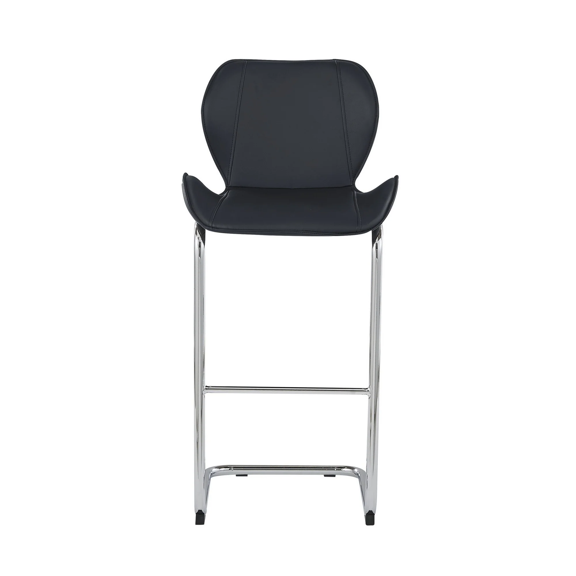 Set Of 4 Modern Black Barstools With Chrome Legs By Homeroots