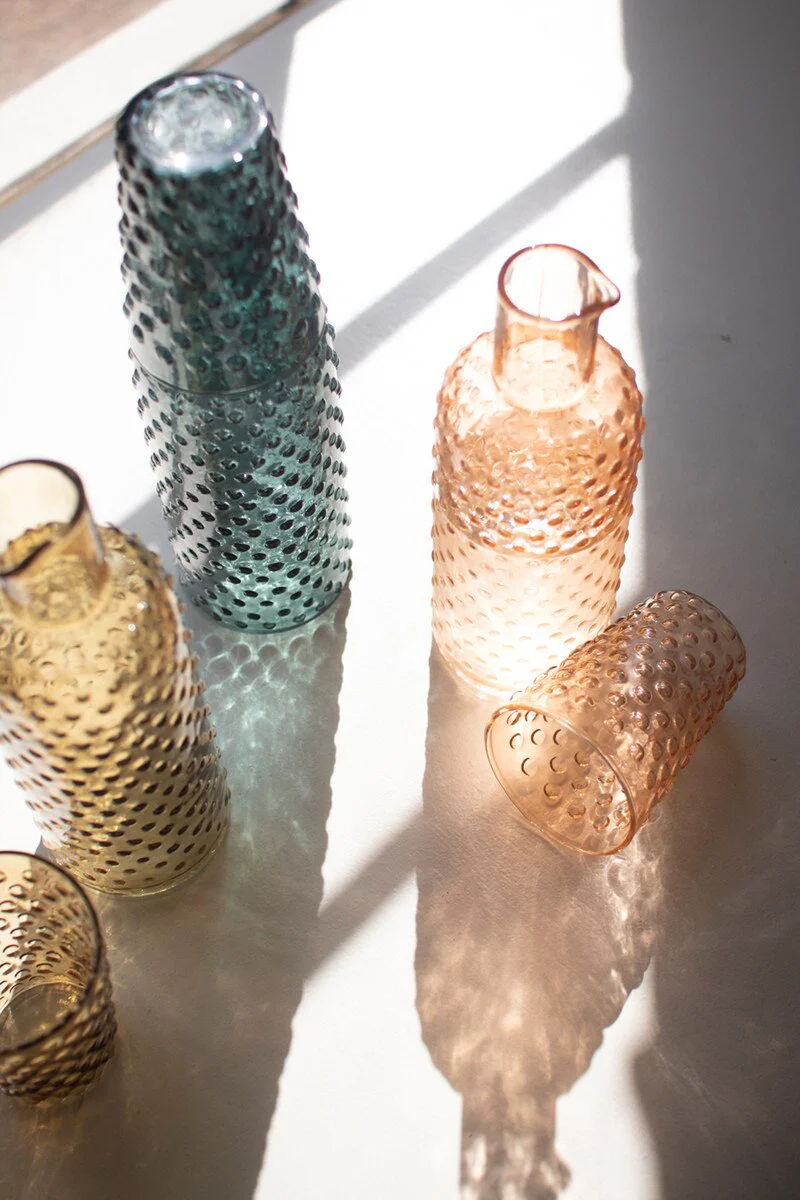 Set Of Three Bubble Glass Carafes W Tumbler - One Each By Kalalou - Image 3