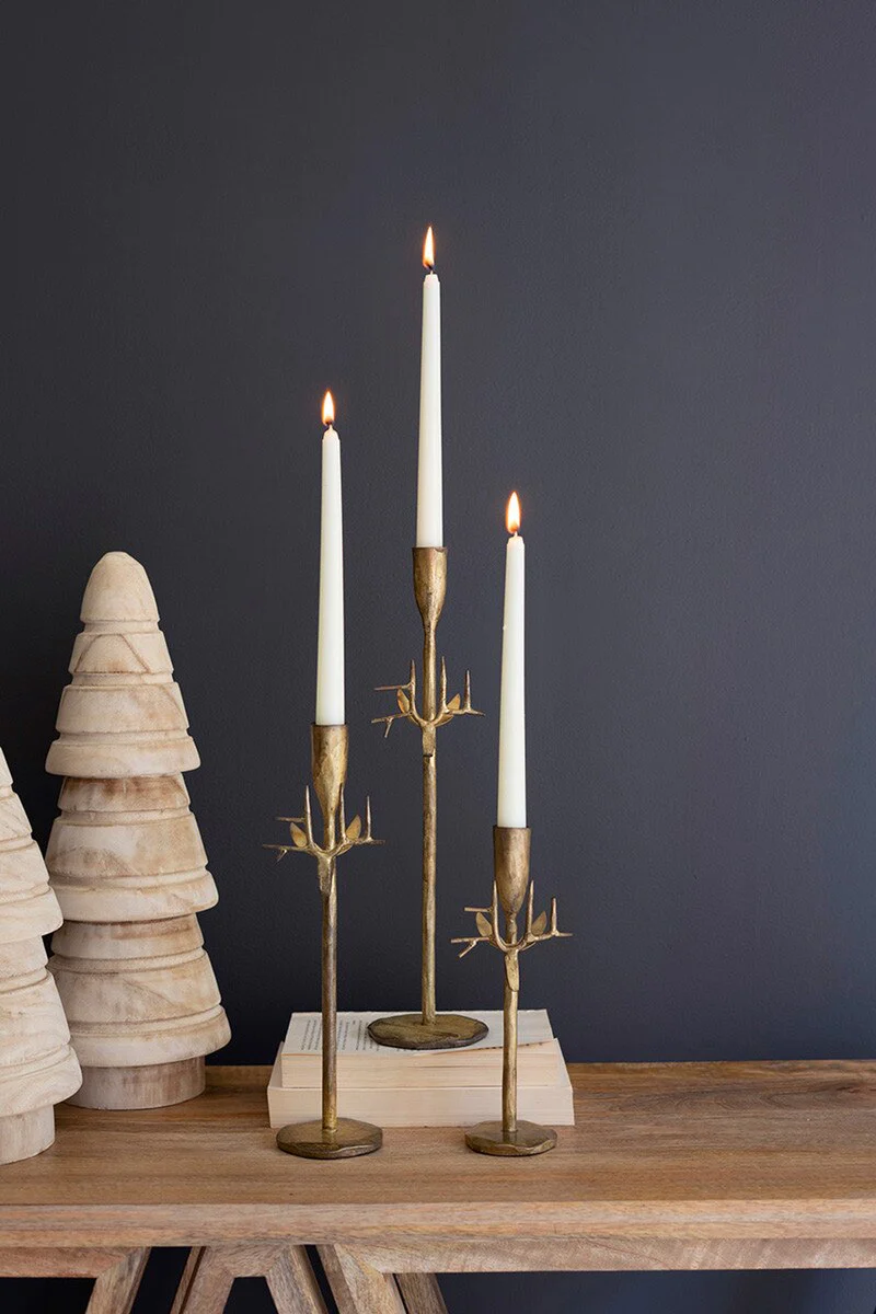 Set Of Three Forged-Iron Deer Antique Gold Taper Candle Holders (Min 2) By Kalalou - Image 2