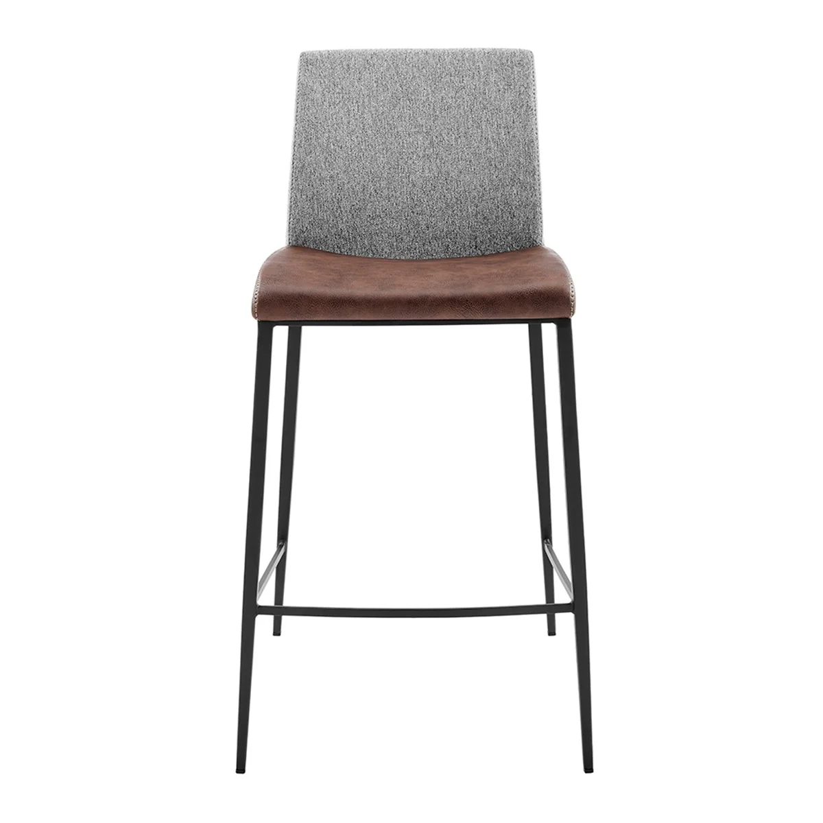 Set Of Two 36" Brown And Black Steel Low Back Counter Height Bar Chairs With Footrest By Homeroots