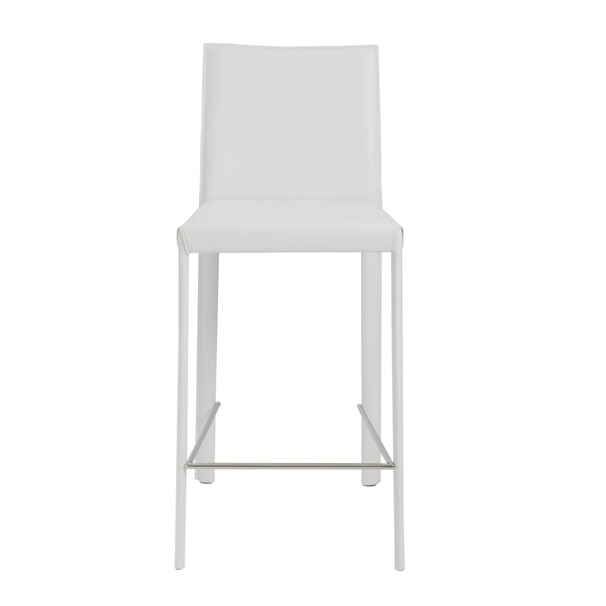Set Of Two 37" White Steel Low Back Counter Height Bar Chairs With Footrest By Homeroots