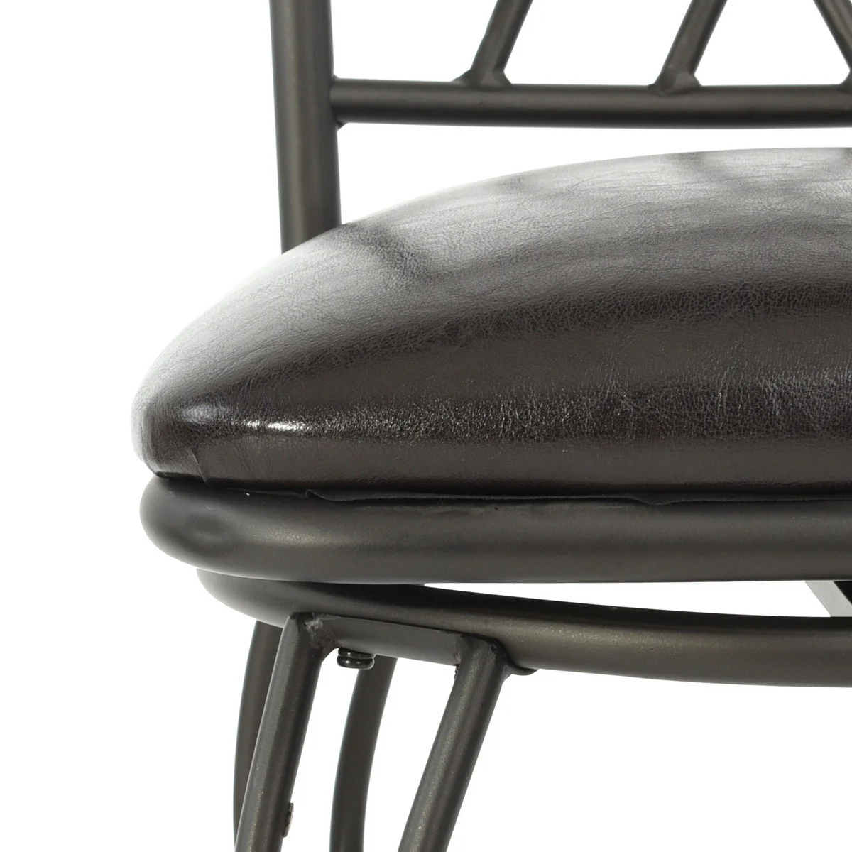 Set Of Two 44" Black Faux Leather Cross Back Bar Height Bar Chairs By Homeroots - Image 4