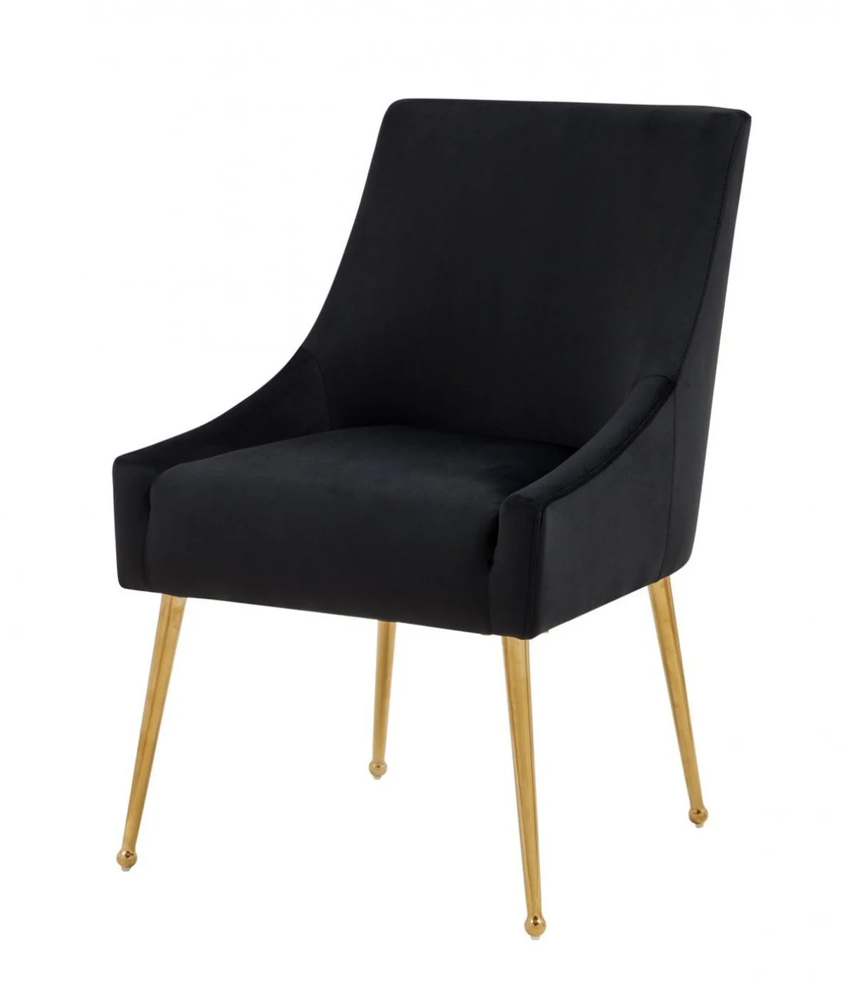Set of Two Black Gold Velvet Dining Chairs By Homeroots