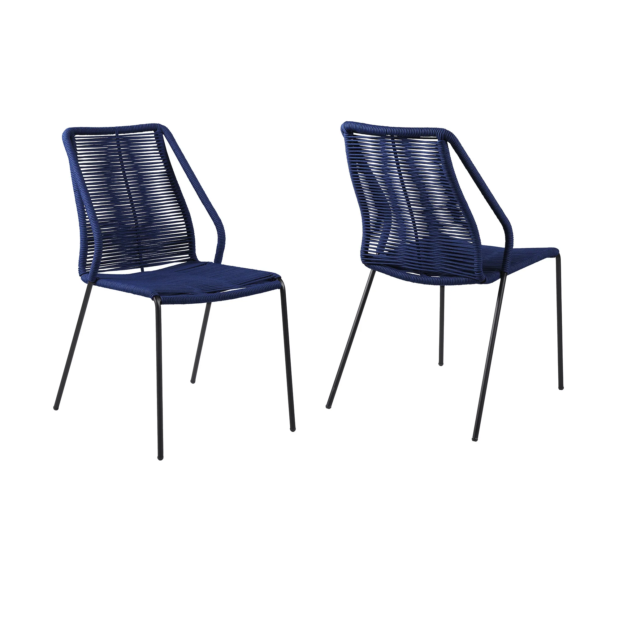 Set of Two Blue Metal Outdoor Dining Chair By Homeroots - Image 5
