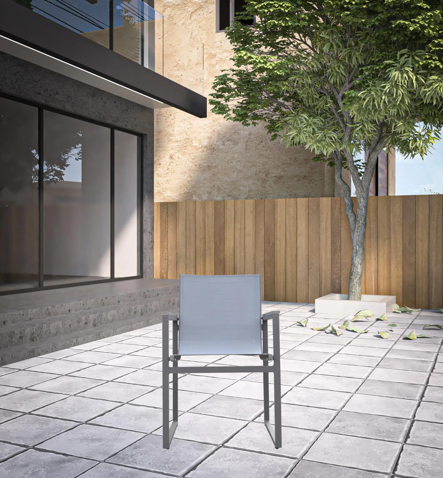 Set of Two Light Gray Metal Outdoor Dining Chair By Homeroots