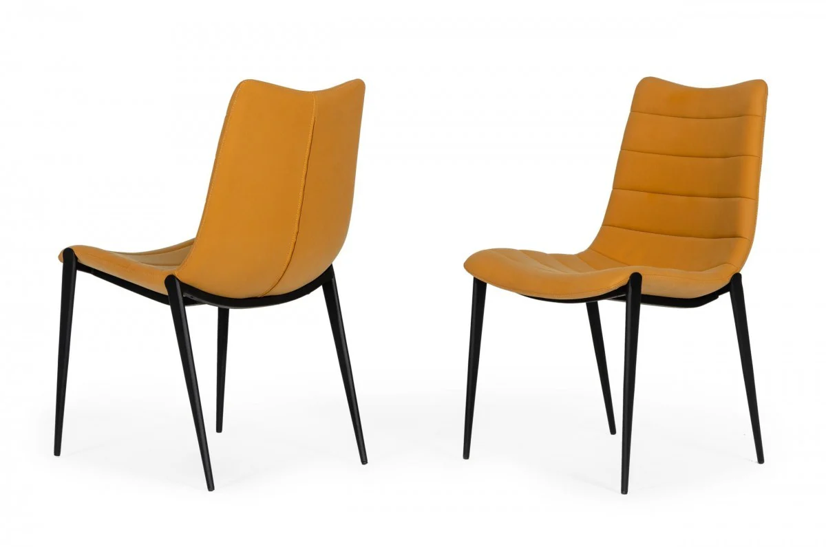 Set of Two Tan Faux Leather Industrial Dining Chairs By Homeroots