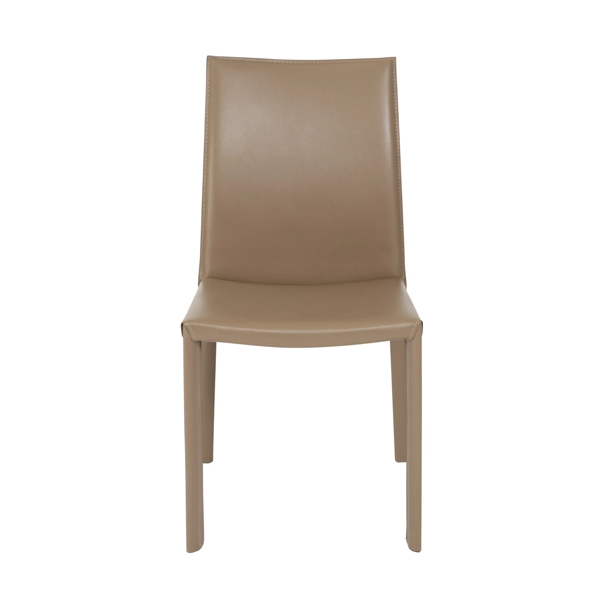 Set of Two Taupe Upholstered Leather Dining Side Chairs By Homeroots