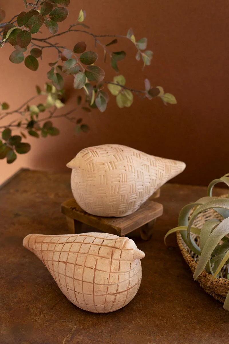 Set Of Two Terracotta Birds By Kalalou