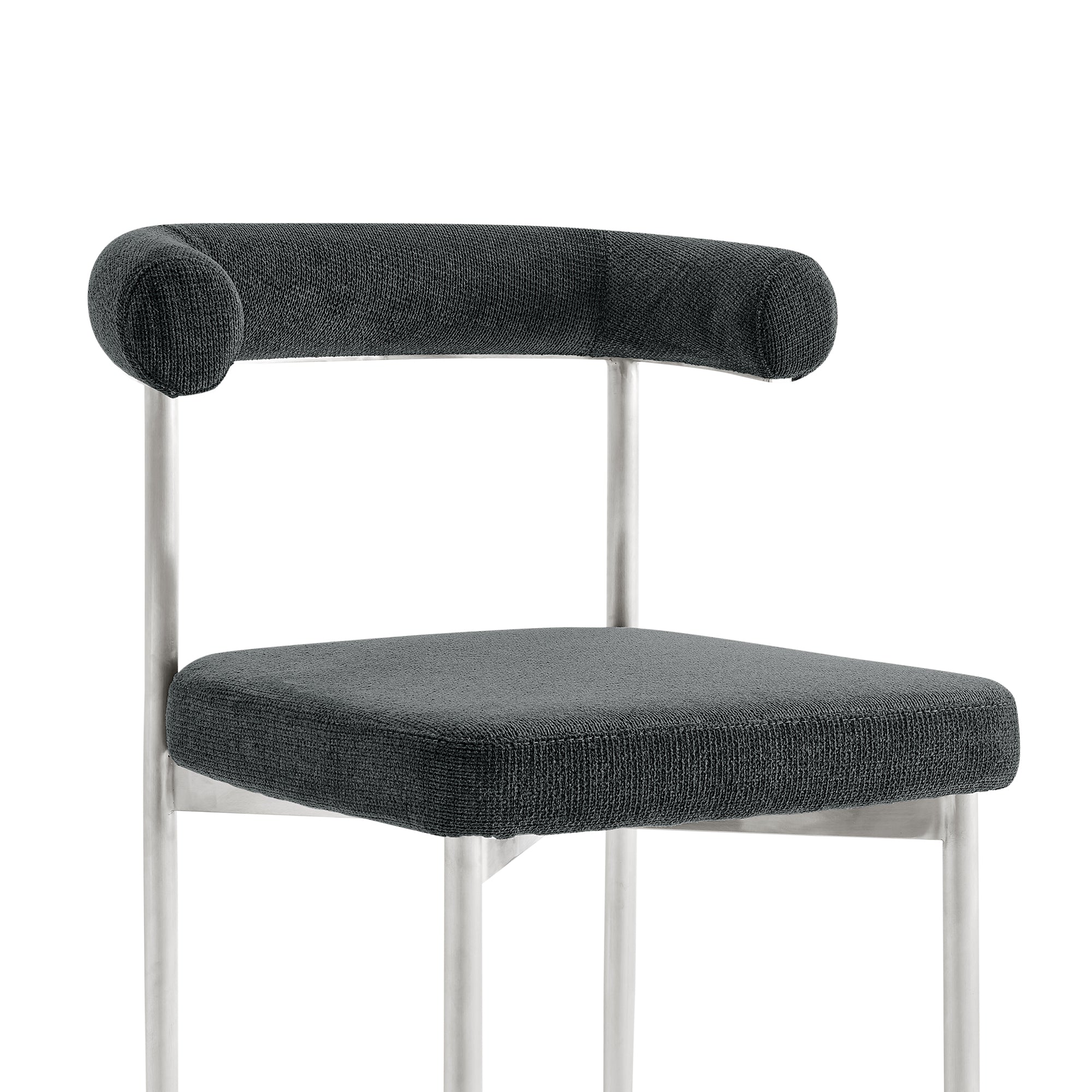 Shannon Dining Chair with Brushed Stainless Steel and Charcoal Fabric - Set of 2 By Armen Living - Image 7