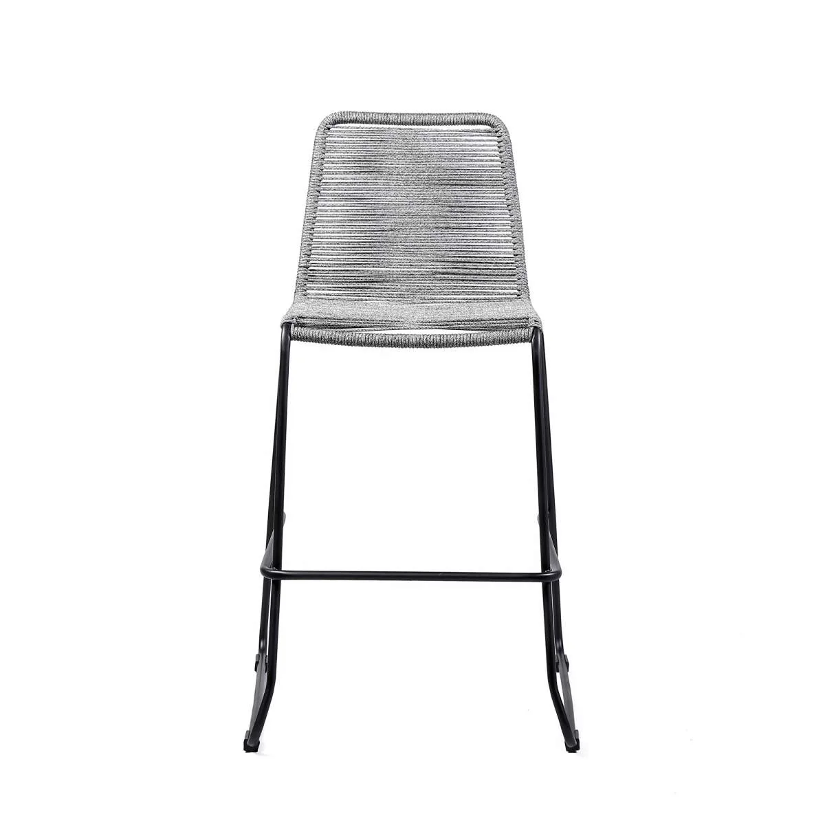 Shasta 26" Outdoor Metal and Grey Rope Stackable Counter Stool - Set of 2 By Armen Living - Image 3
