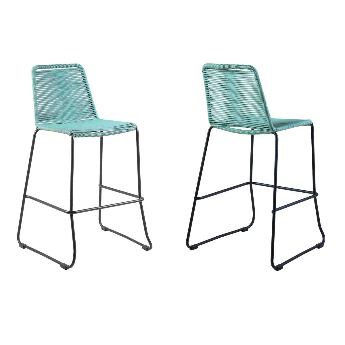 Shasta 26" Outdoor Metal and Wasabi Rope Stackable Counter Stool - Set of 2 By Armen Living - Image 2