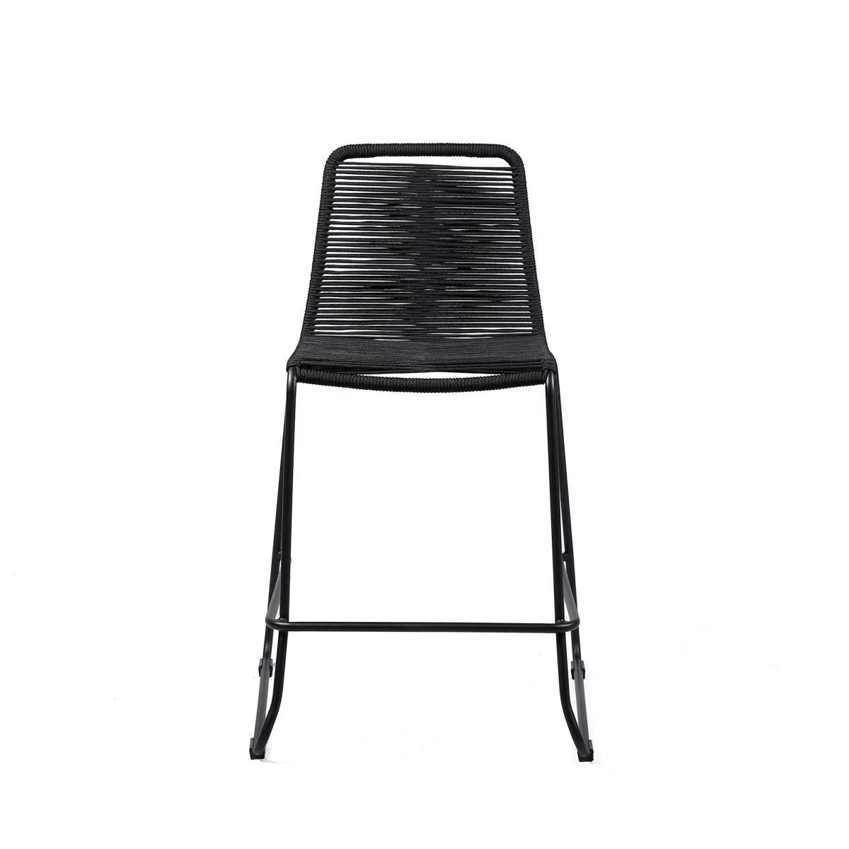 Shasta 30" Outdoor Metal and Black Rope Stackable Barstool By Armen Living - Image 3