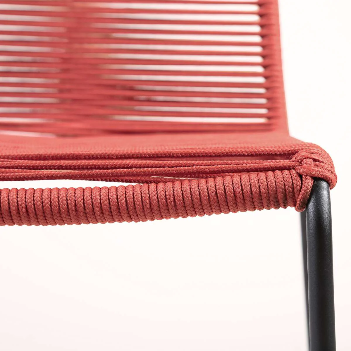 Shasta 30" Outdoor Metal and Brick Red Rope Stackable Barstool - Set of 2 By Armen Living - Image 8