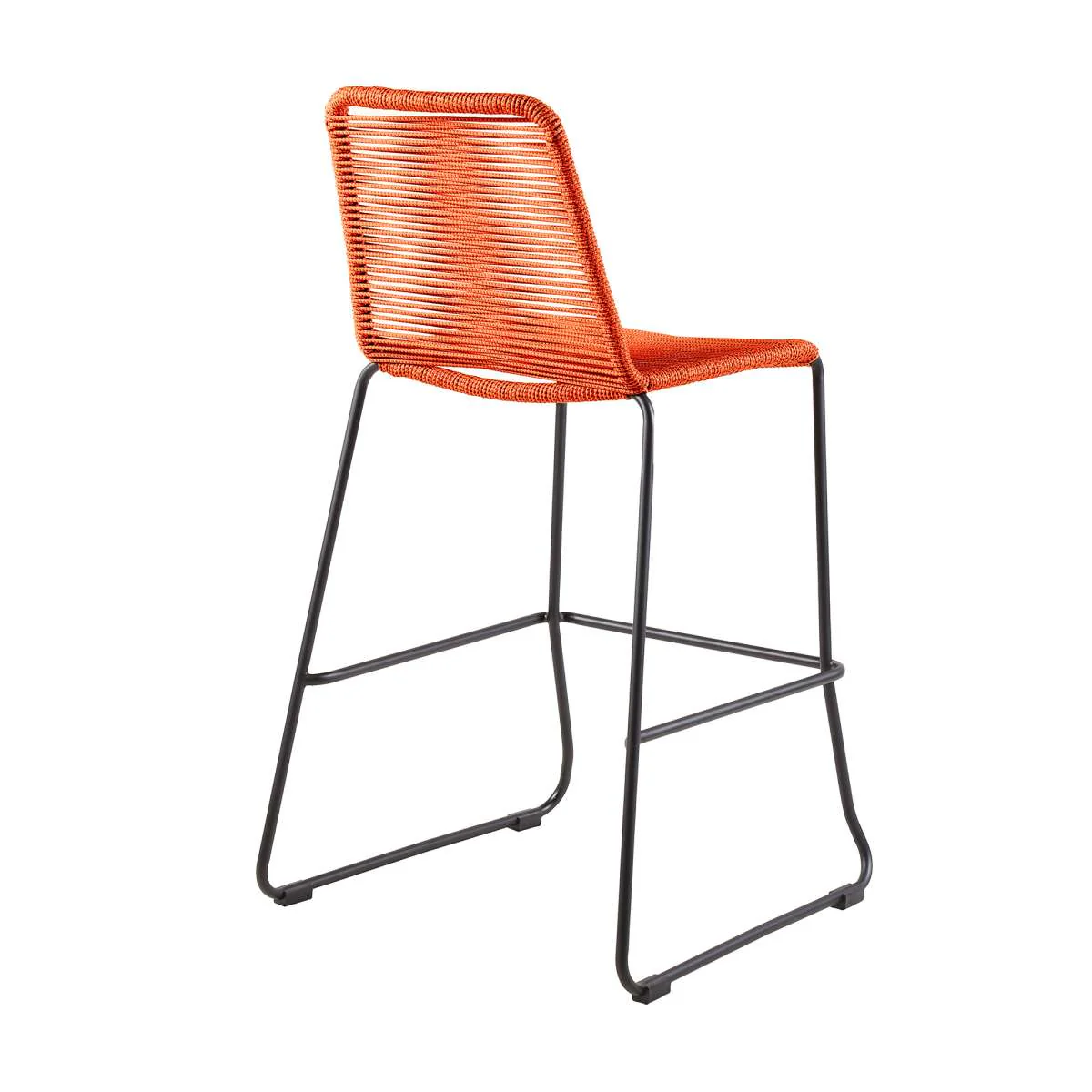 Shasta 30" Outdoor Metal and Tangerine Rope Stackable Barstool - Set of 2 By Armen Living - Image 2