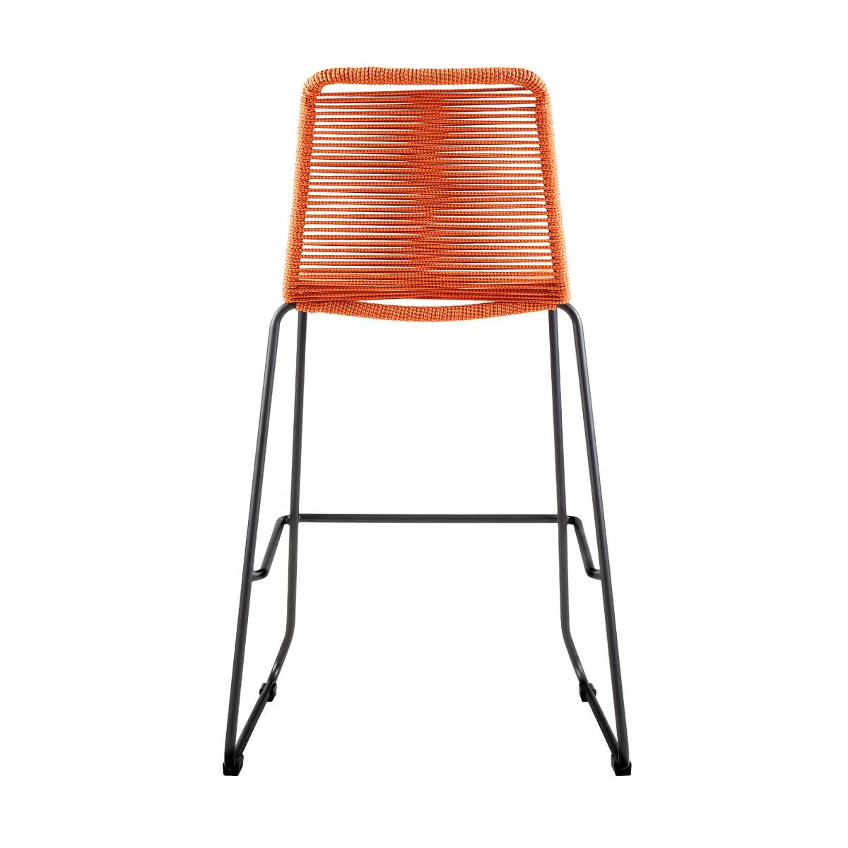 Shasta 30" Outdoor Metal and Tangerine Rope Stackable Barstool - Set of 2 By Armen Living - Image 3
