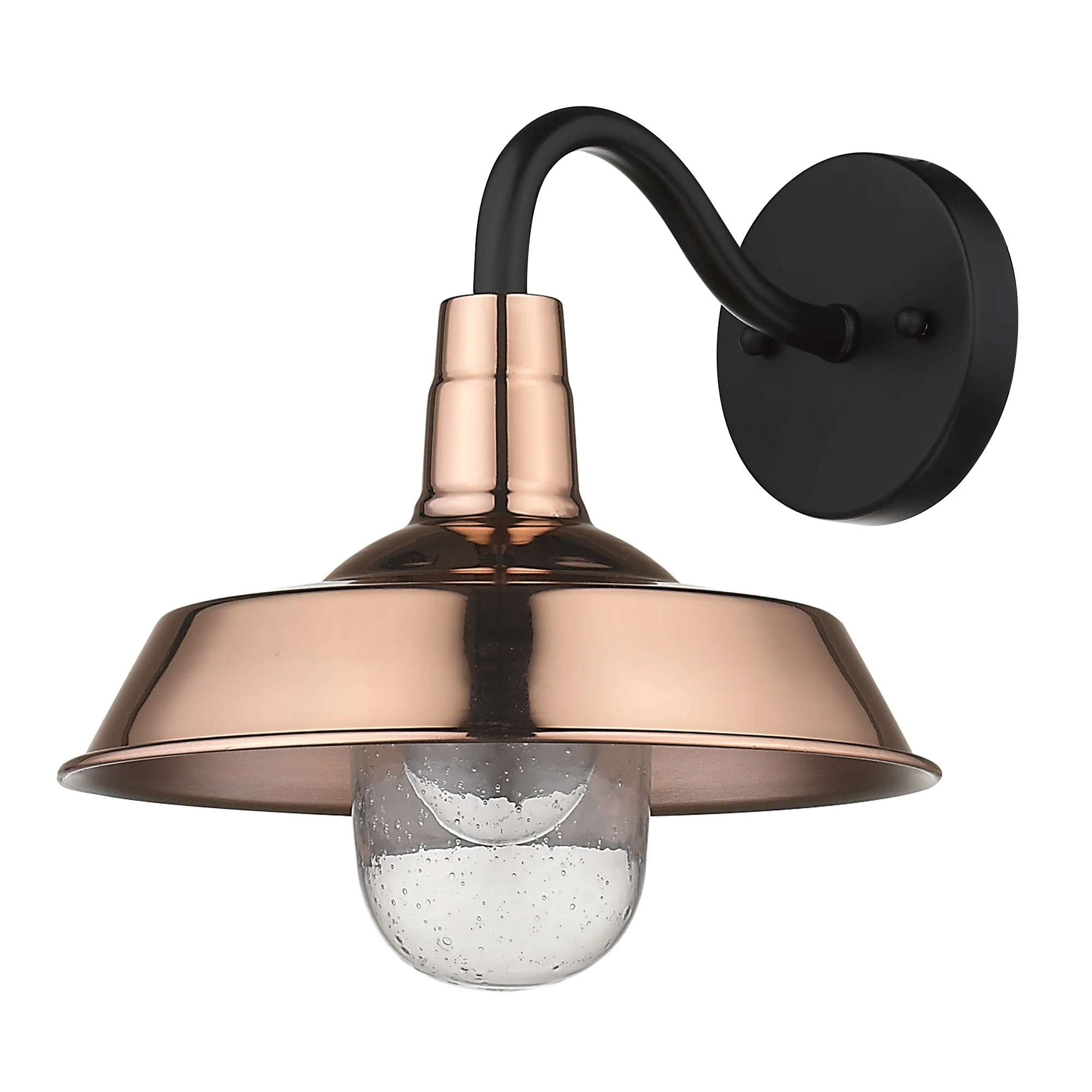 Shiny Copper Shallow Plate Shape Wall Light By Homeroots