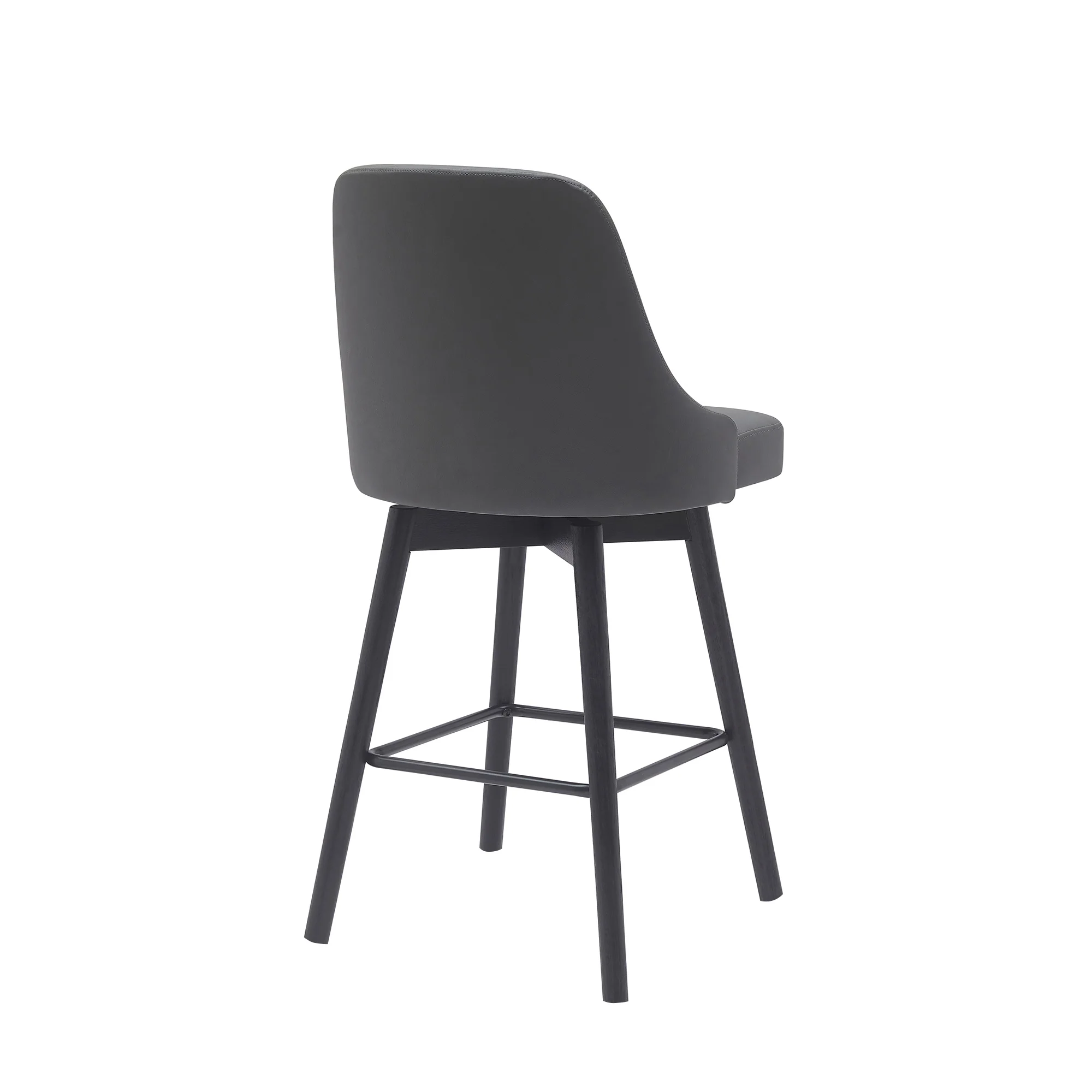Sicily 26" Swivel Black Wood Counter Stool in Light Grey Fabric By Armen Living - Image 4