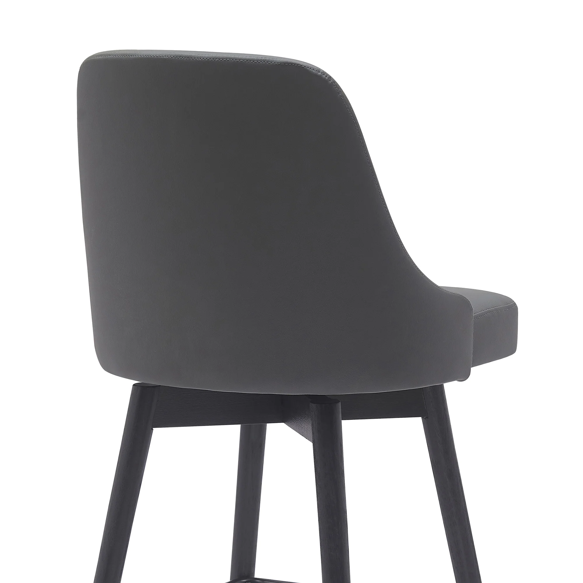 Sicily 26" Swivel Black Wood Counter Stool in Light Grey Fabric By Armen Living - Image 6