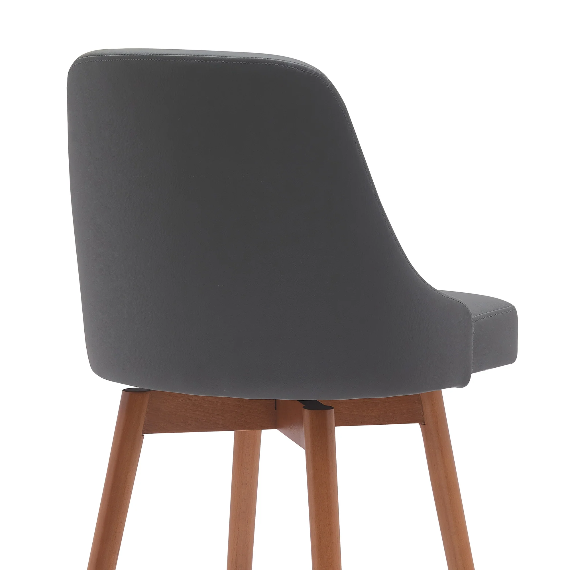 Sicily 26" Swivel Walnut Wood Counter Stool in Cream Faux Leather By Armen Living - Image 12