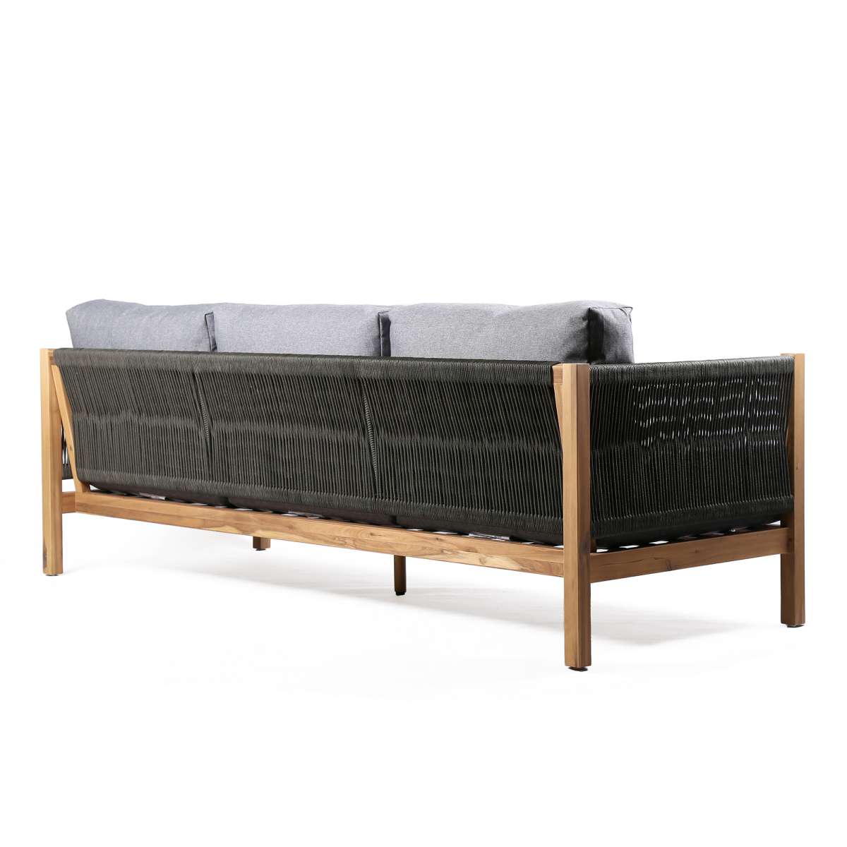 Sienna Outdoor Eucalyptus Sofa in Teak Finish with Grey Cushions By Armen Living - Image 5