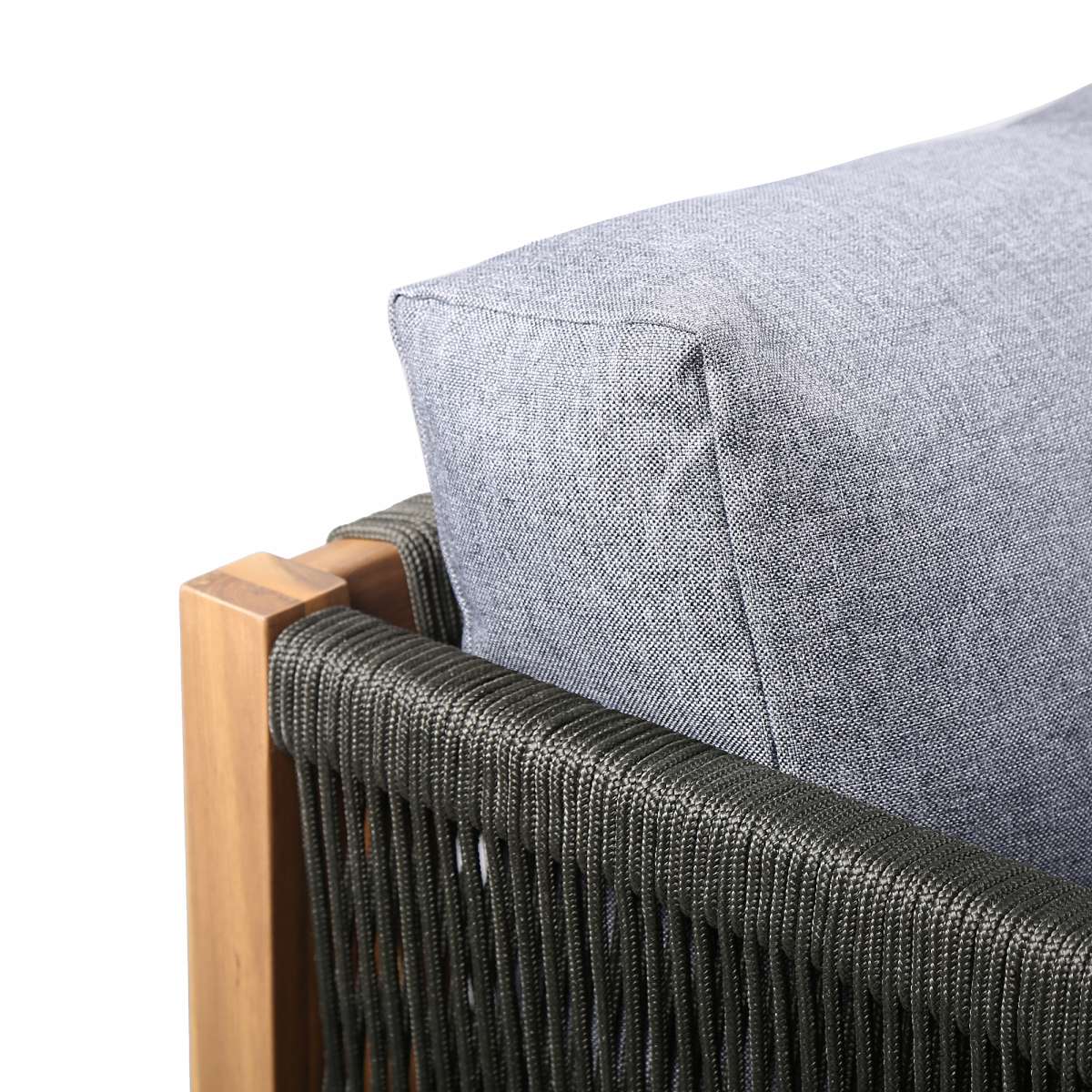 Sienna Outdoor Eucalyptus Sofa in Teak Finish with Grey Cushions By Armen Living - Image 7