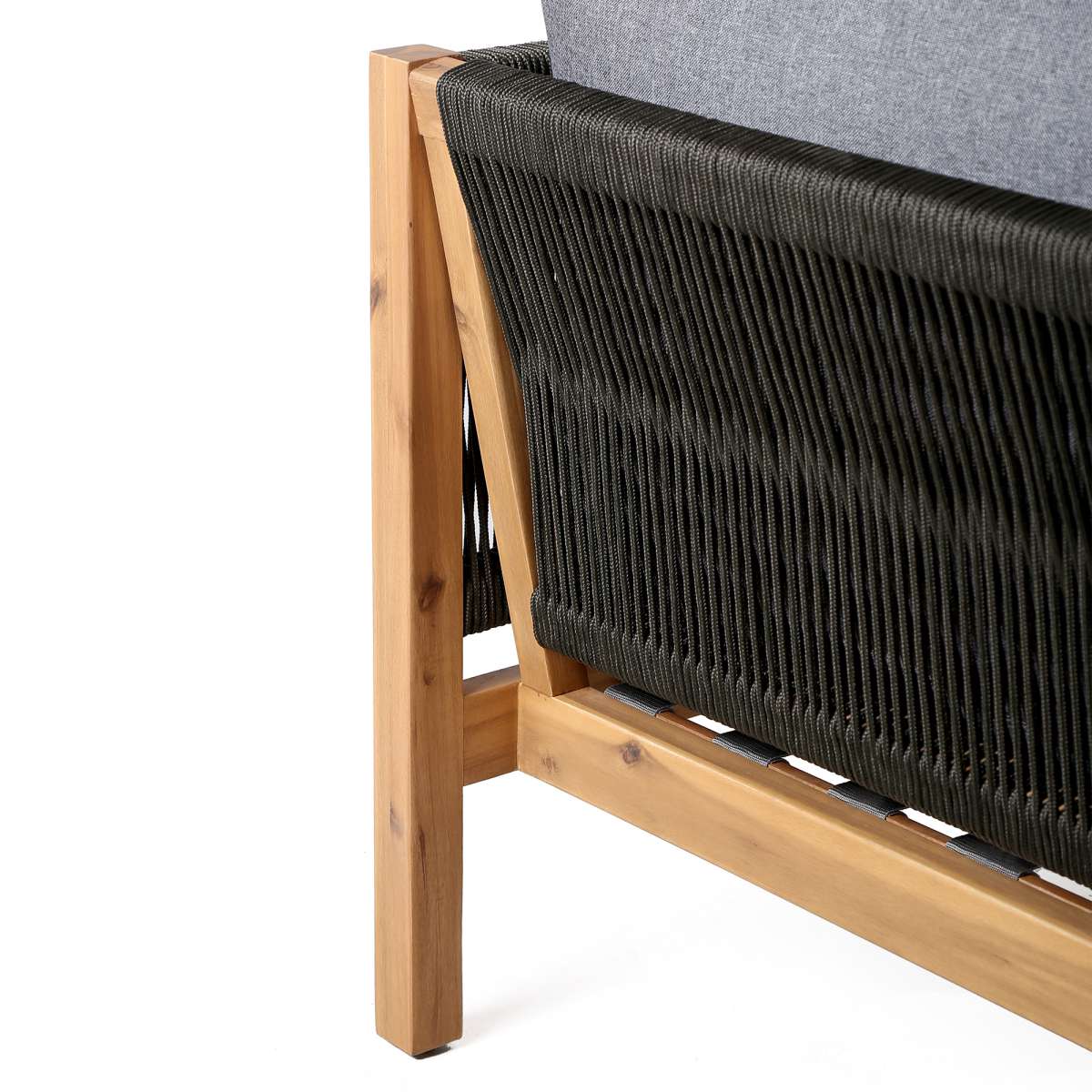 Sienna Outdoor Eucalyptus Sofa in Teak Finish with Grey Cushions By Armen Living - Image 8