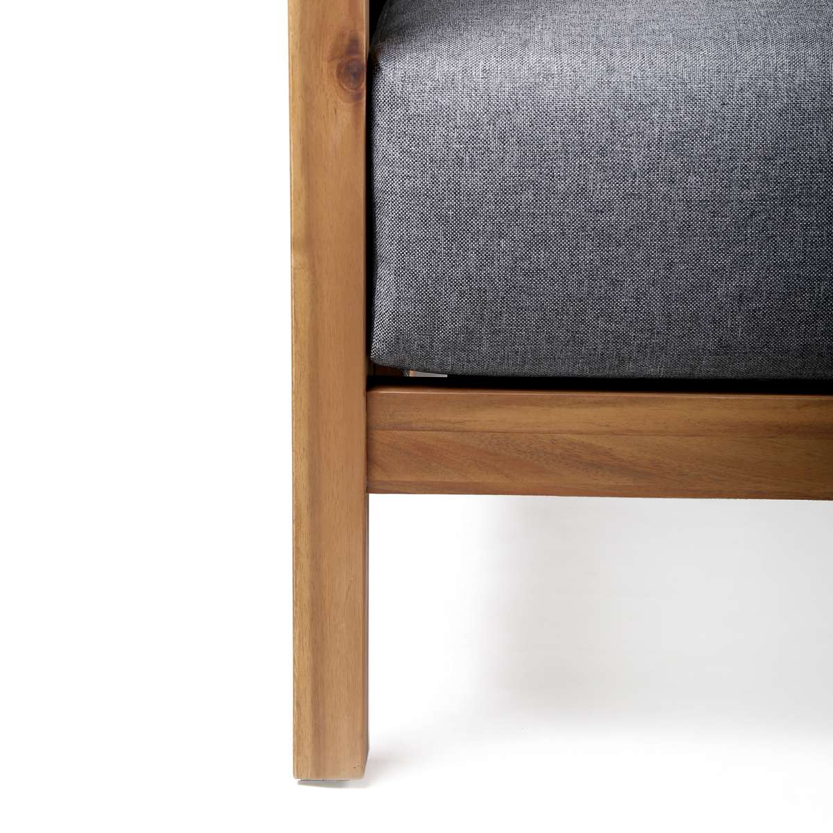 Sienna Outdoor Eucalyptus Sofa in Teak Finish with Grey Cushions By Armen Living - Image 9