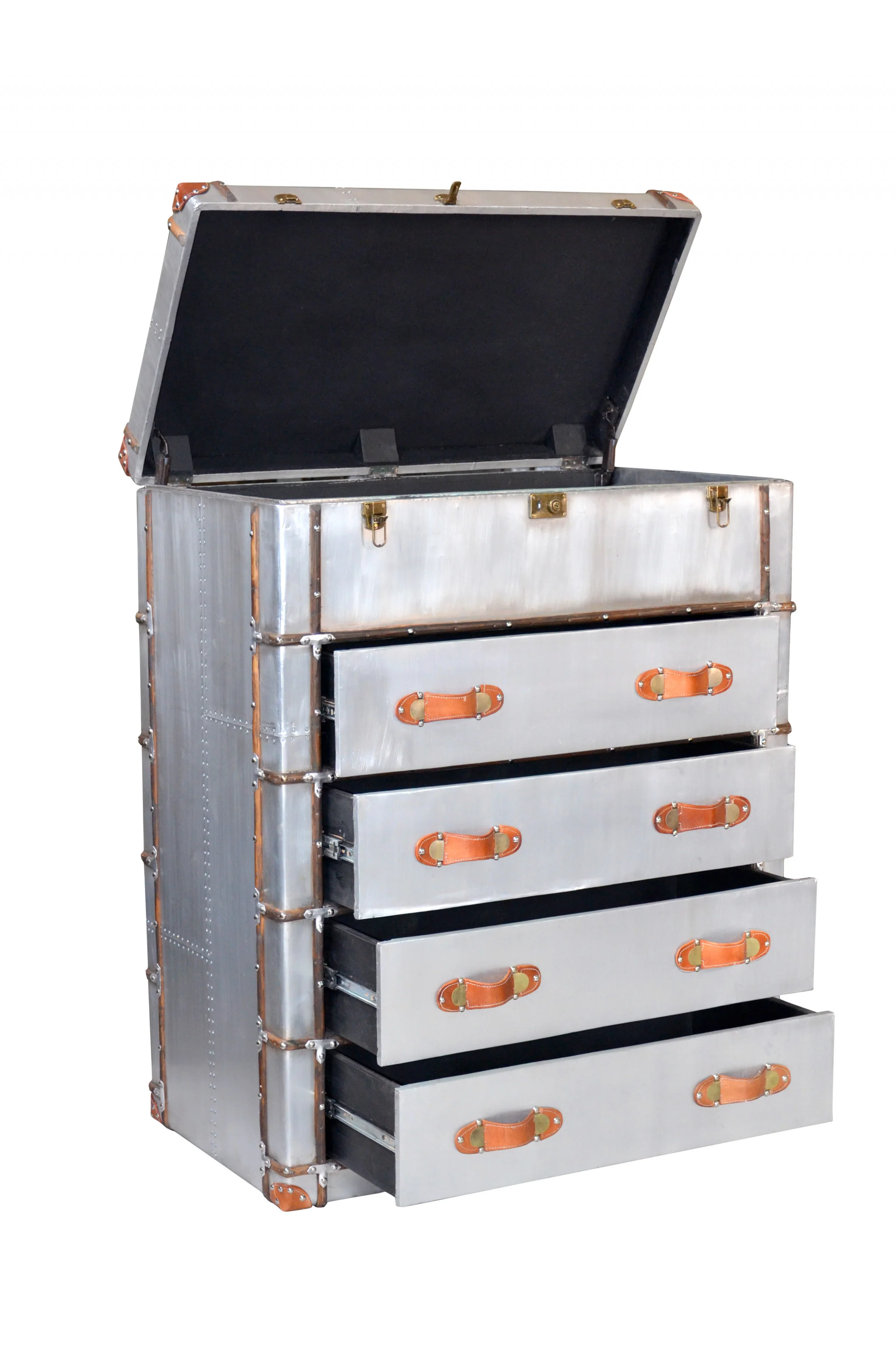 Silver Aluminum Four Drawer Dresser By Homeroots