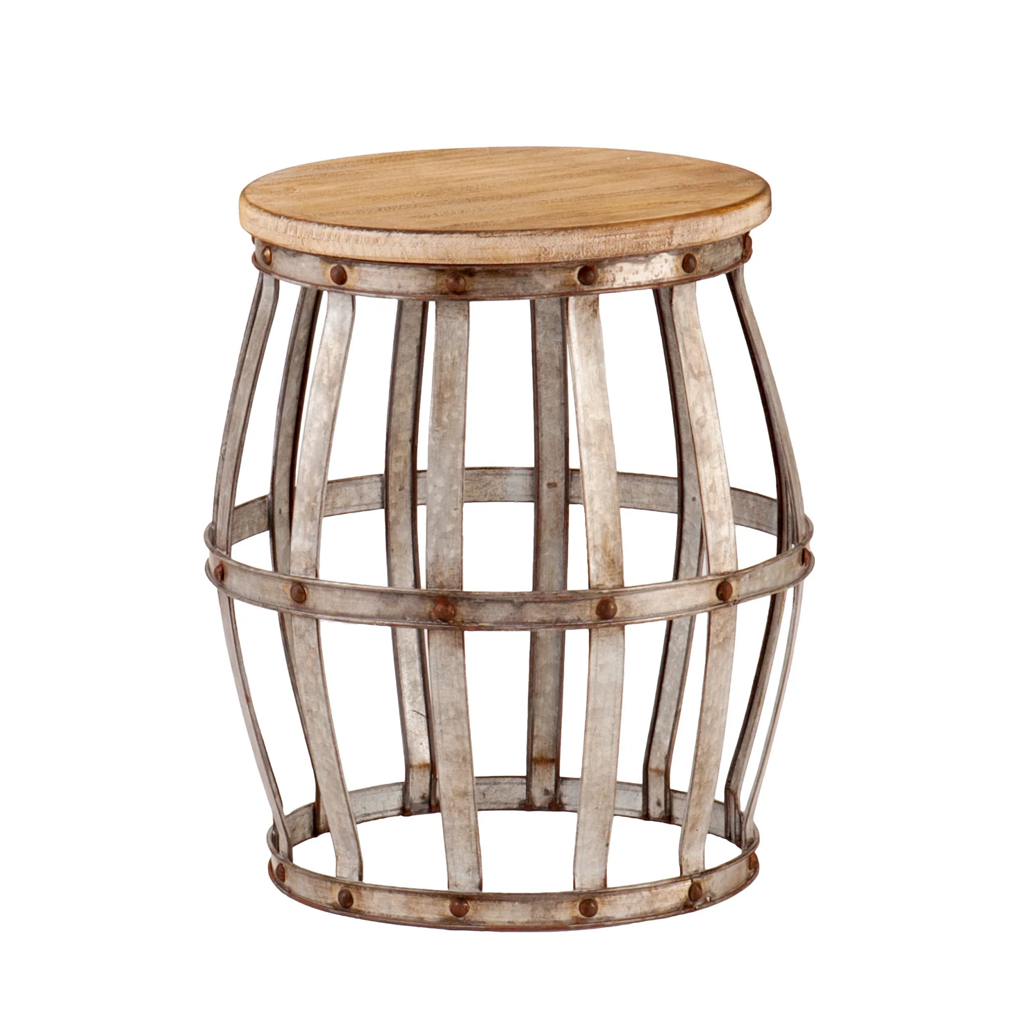 Silver And Natural Manufactured Wood Round End Table By Homeroots