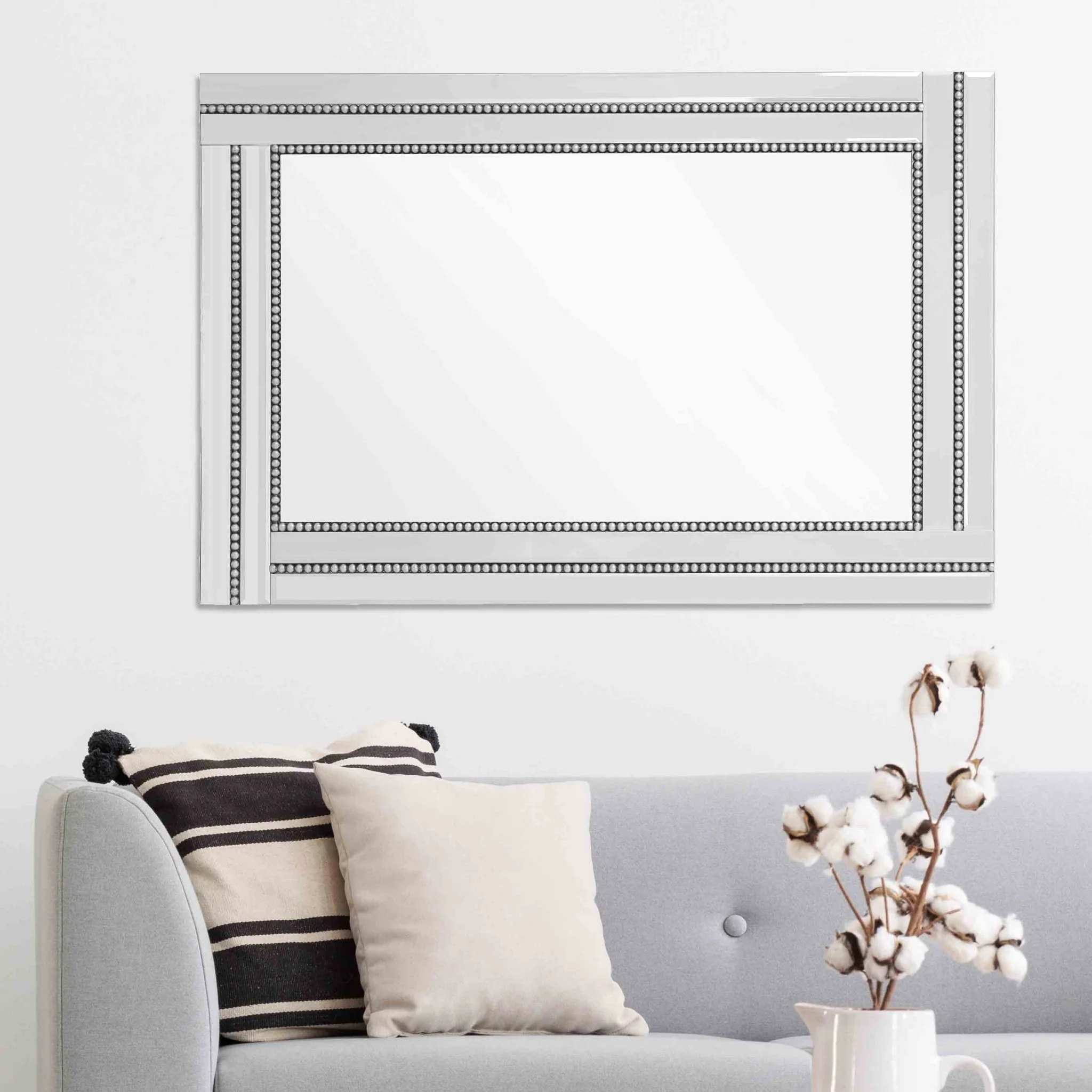 Silver Beaded Frame Mirror By Homeroots