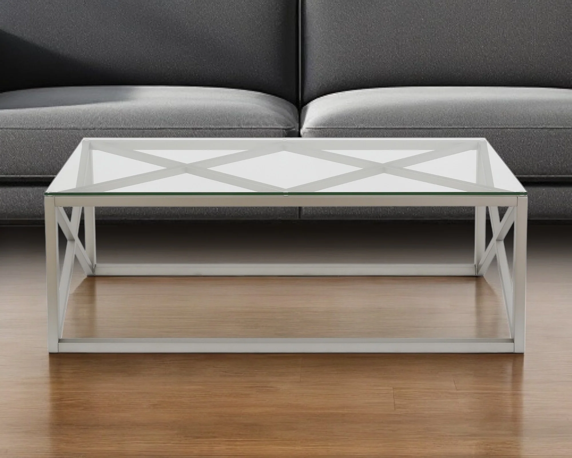 Silver Glass And Steel Coffee Table By Homeroots