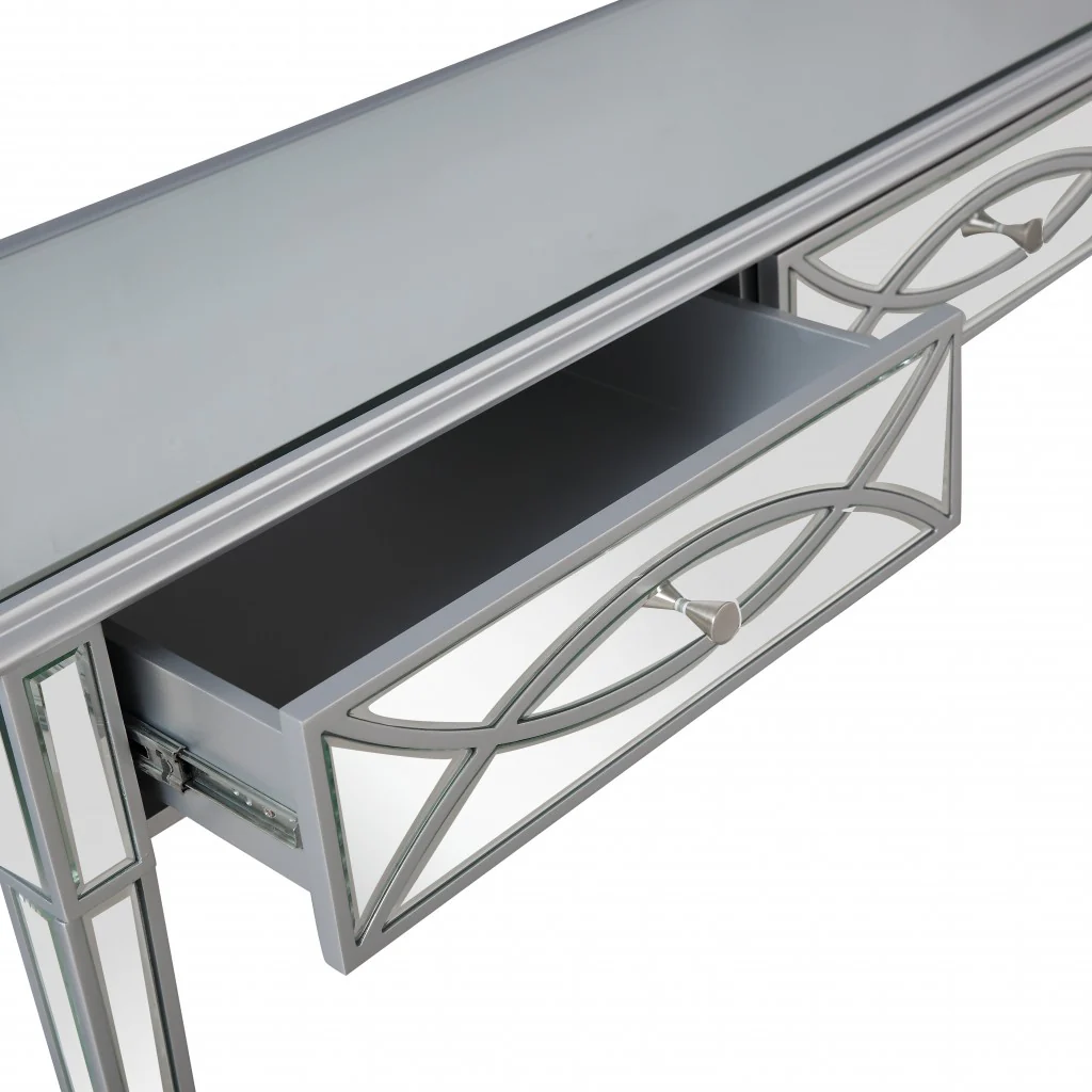 Silver Glass Mirror and Console Table By Homeroots - Image 7