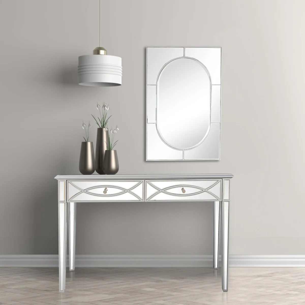 Silver Glass Mirror and Console Table By Homeroots - Image 8