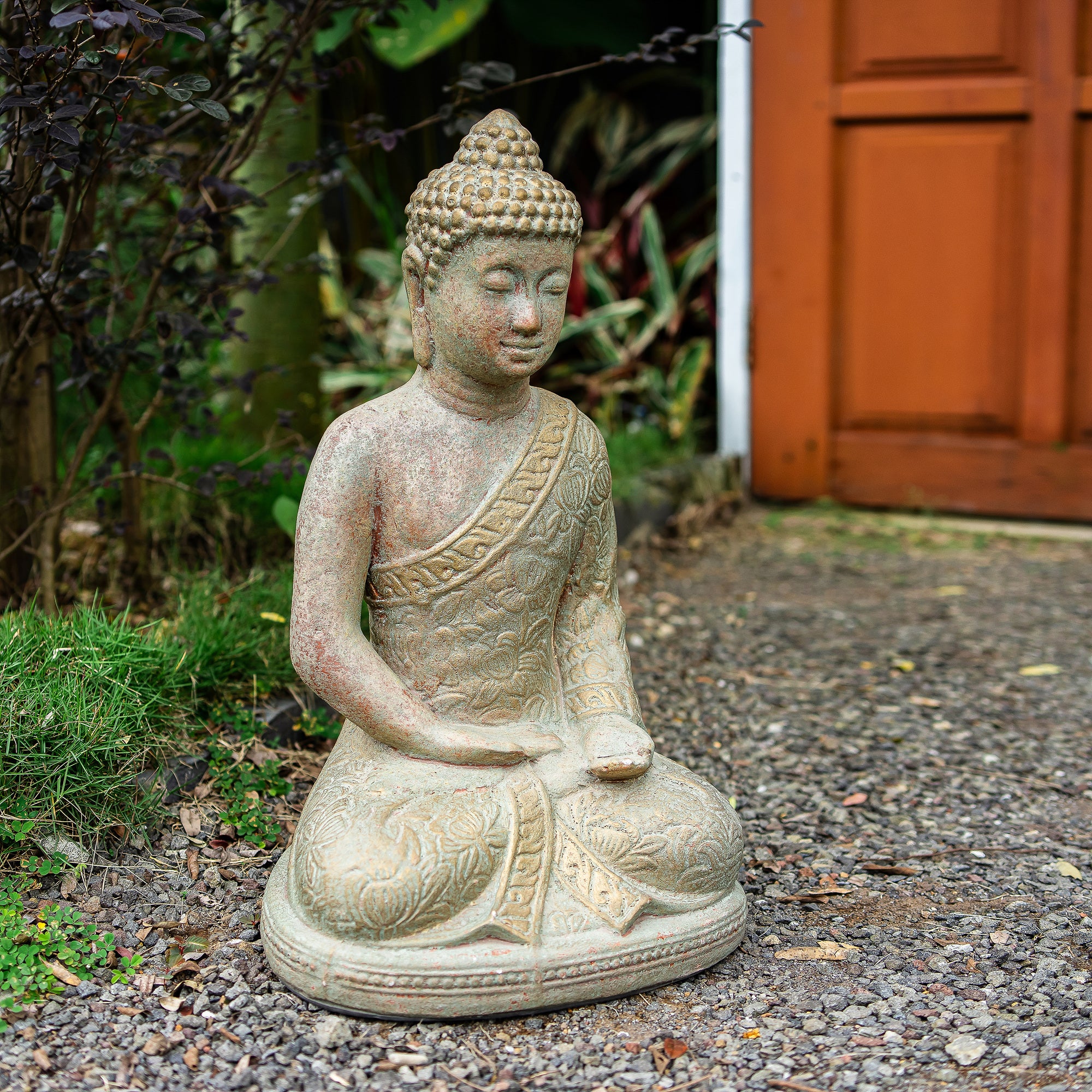Sitting Buddha Batik Green Set of 2 By Garden Age Supply - Image 2