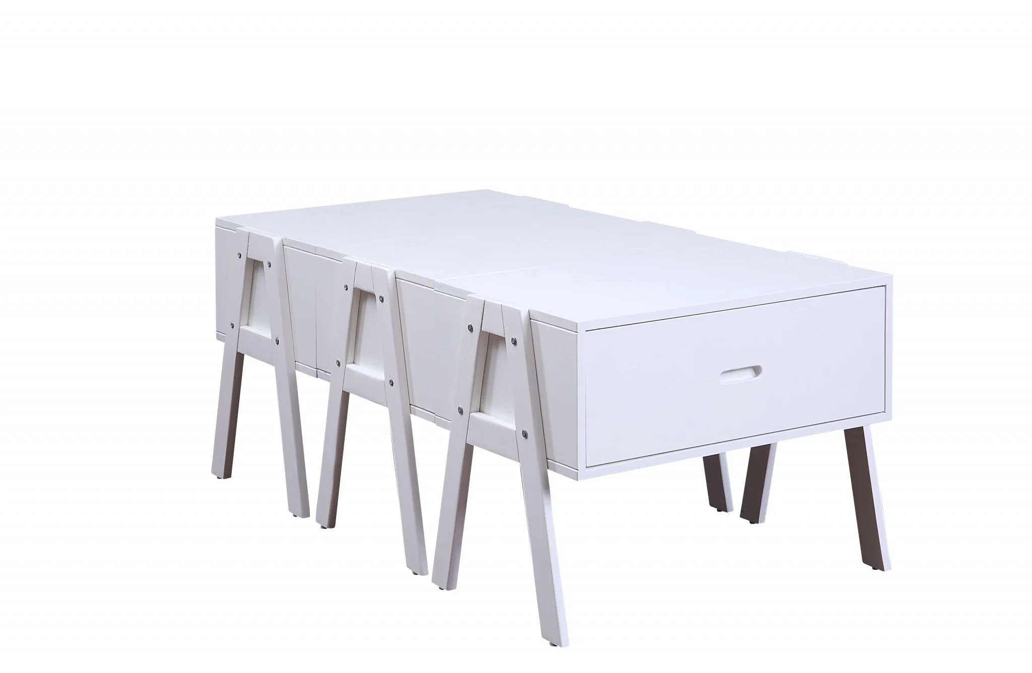 Sleek White Rectangular Convertible Coffee Table By Homeroots