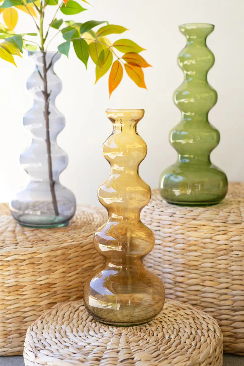Small Glass Bubble Vase - Amber By Kalalou - Image 5