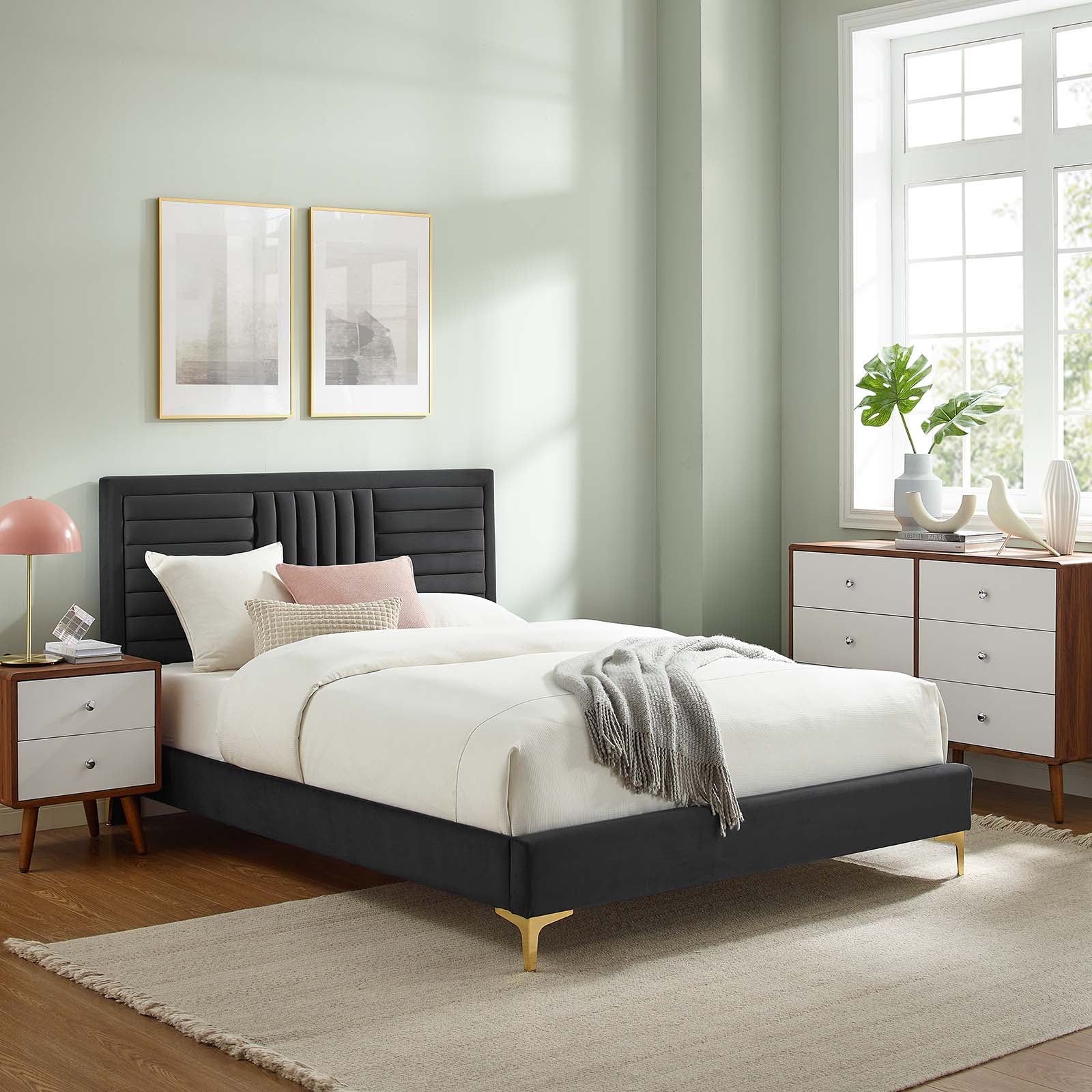 Sofia Channel Tufted Performance Velvet King Platform Bed By Modway - MOD-7015