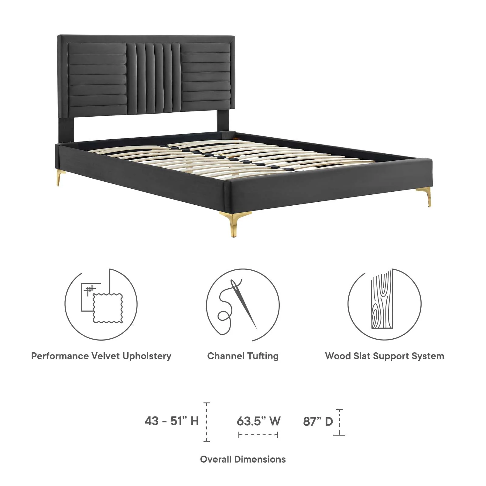 Sofia Channel Tufted Performance Velvet King Platform Bed By Modway - MOD-7015 - Image 7