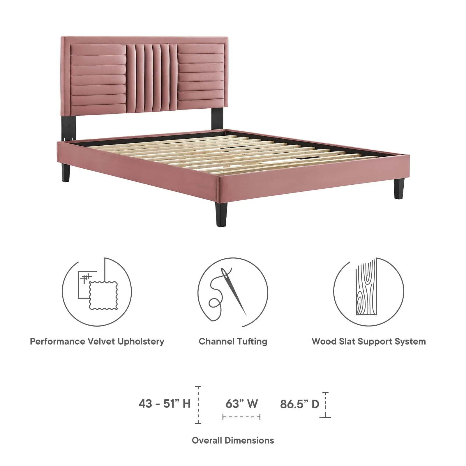 Sofia Channel Tufted Performance Velvet Twin Platform Bed By Modway - MOD-6987 - Image 13