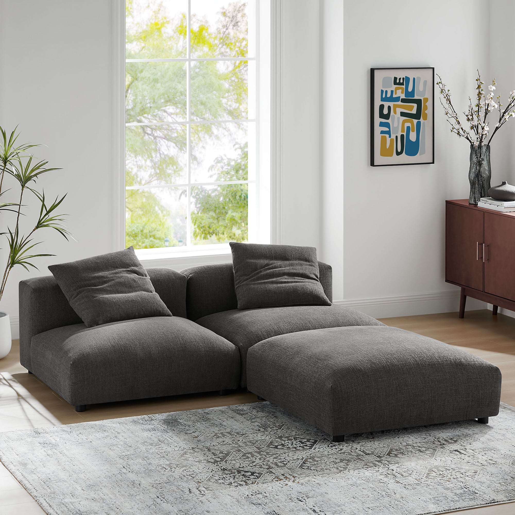 Solace 3-Piece Modular Upholstered Fabric Sectional Sofa by Modway - Image 8