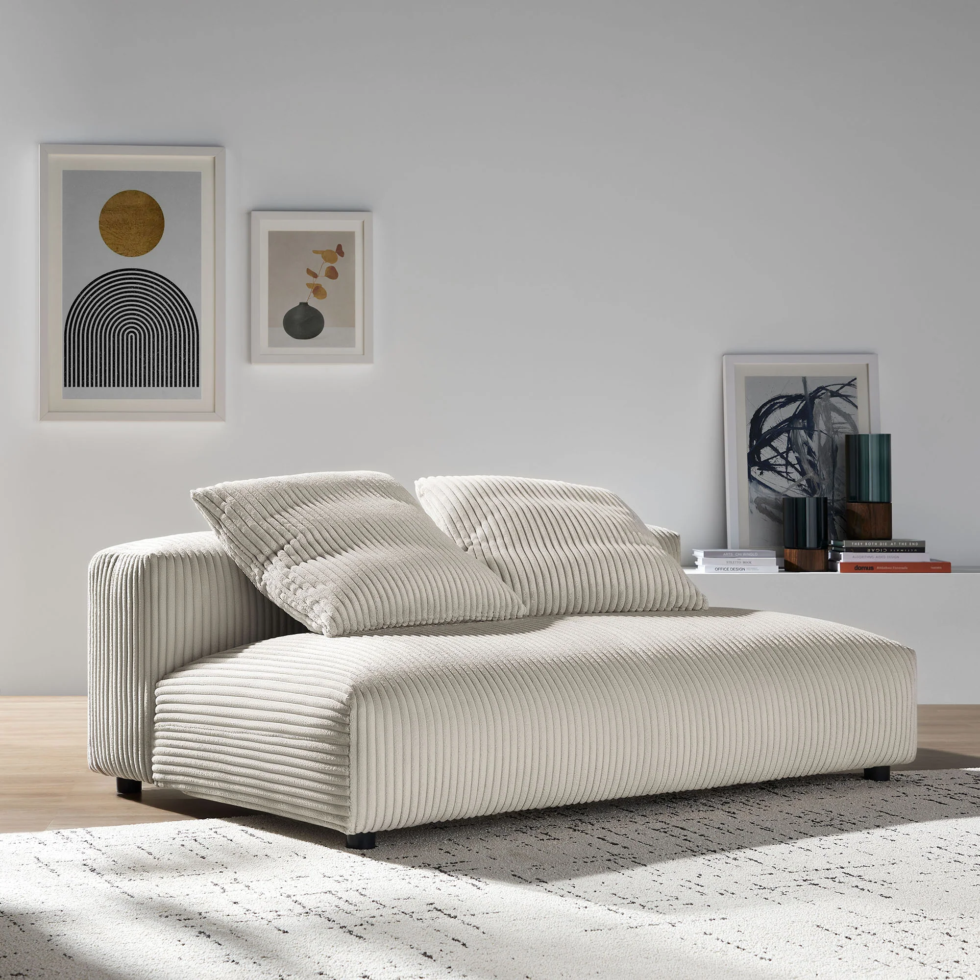 Solace Modular Corduroy Upholstered Armless Loveseat by Modway