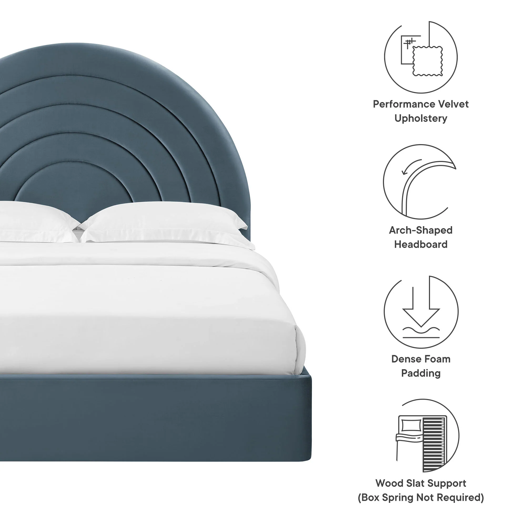 Solana Arched Performance Velvet King Platform Bed by Modway - Image 17