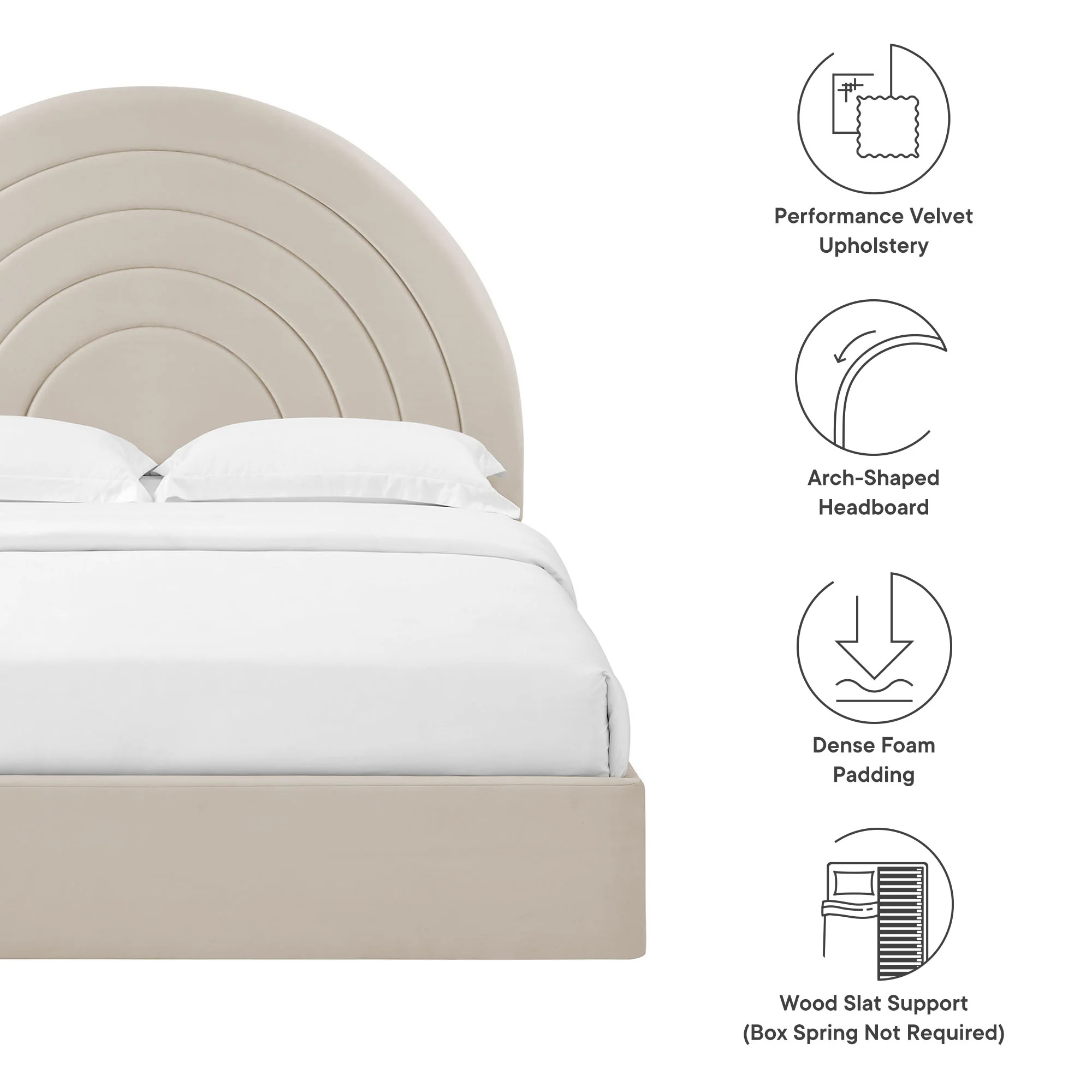 Solana Arched Performance Velvet King Platform Bed by Modway - Image 8