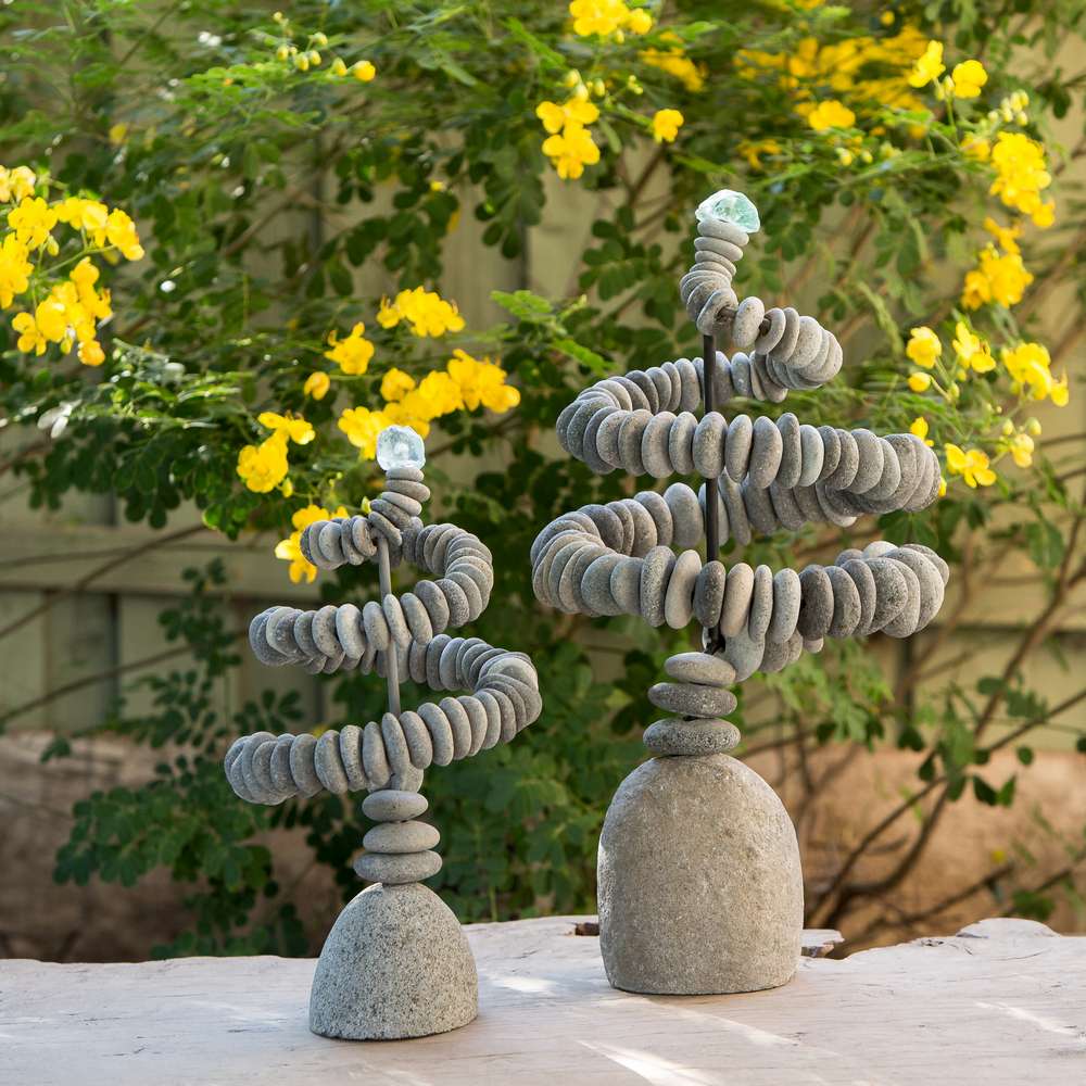 Spiral Cairn Small Set of 2 By Garden Age Supply - Image 2
