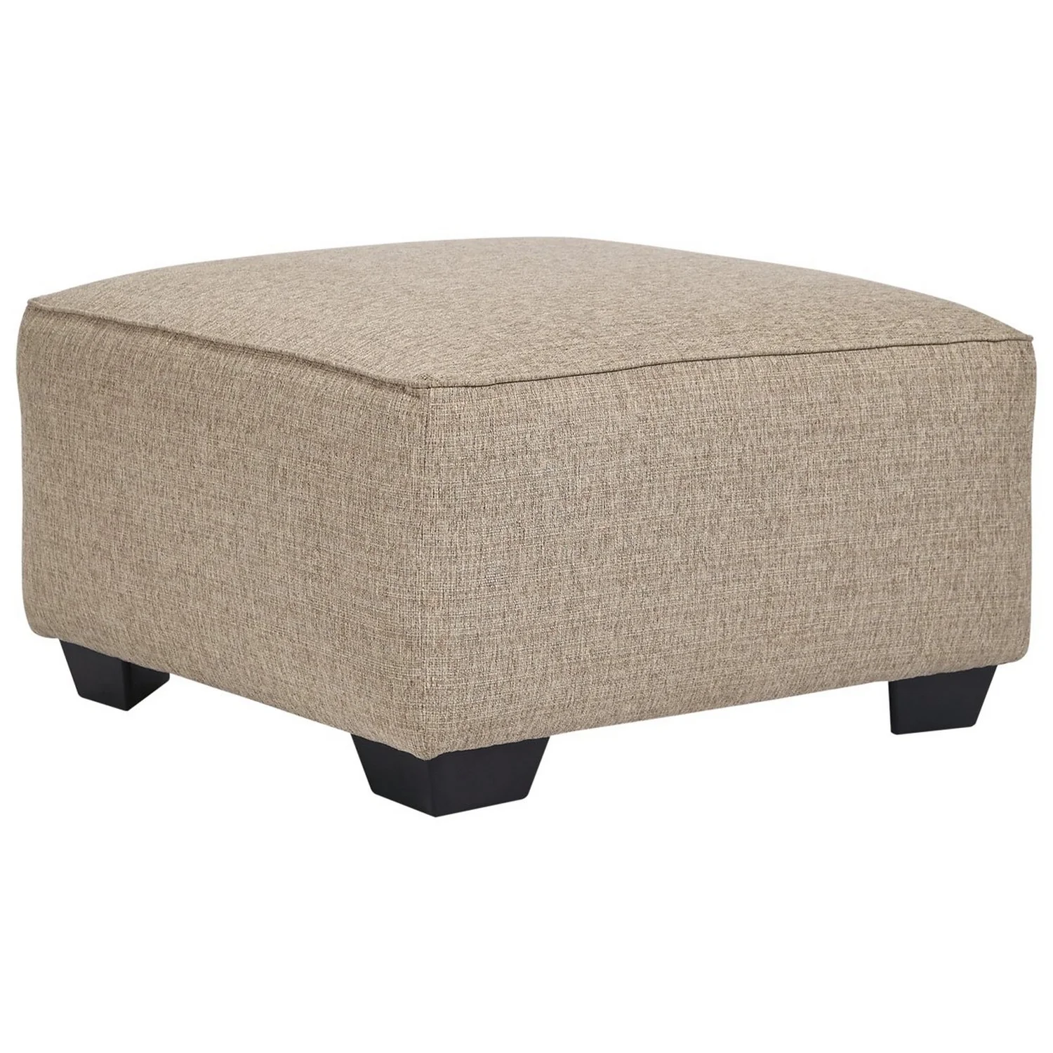 Square Textured Fabric Upholstered Oversized Accent Ottoman, Beige By Benzara